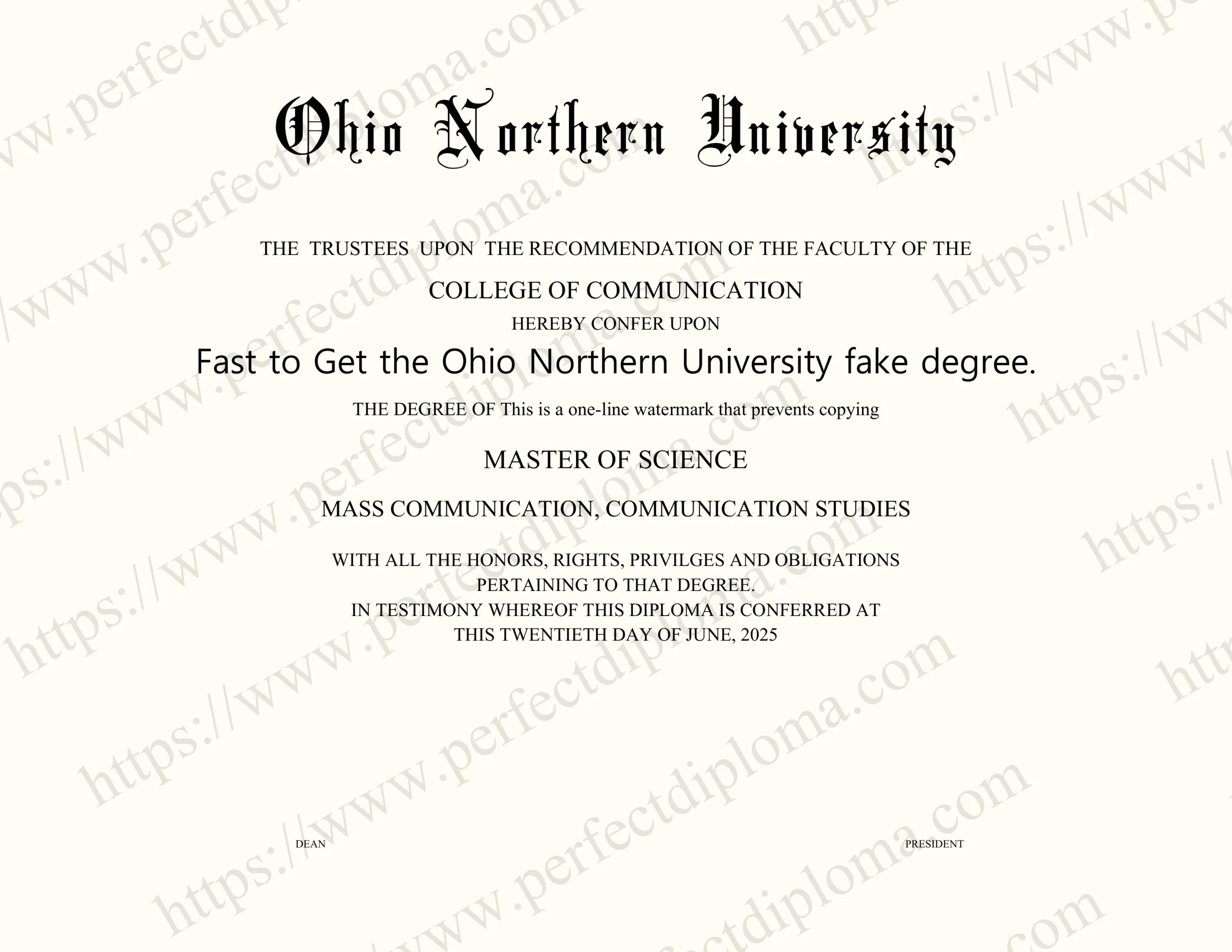 Fast to Get the Ohio Northern University fake degree.