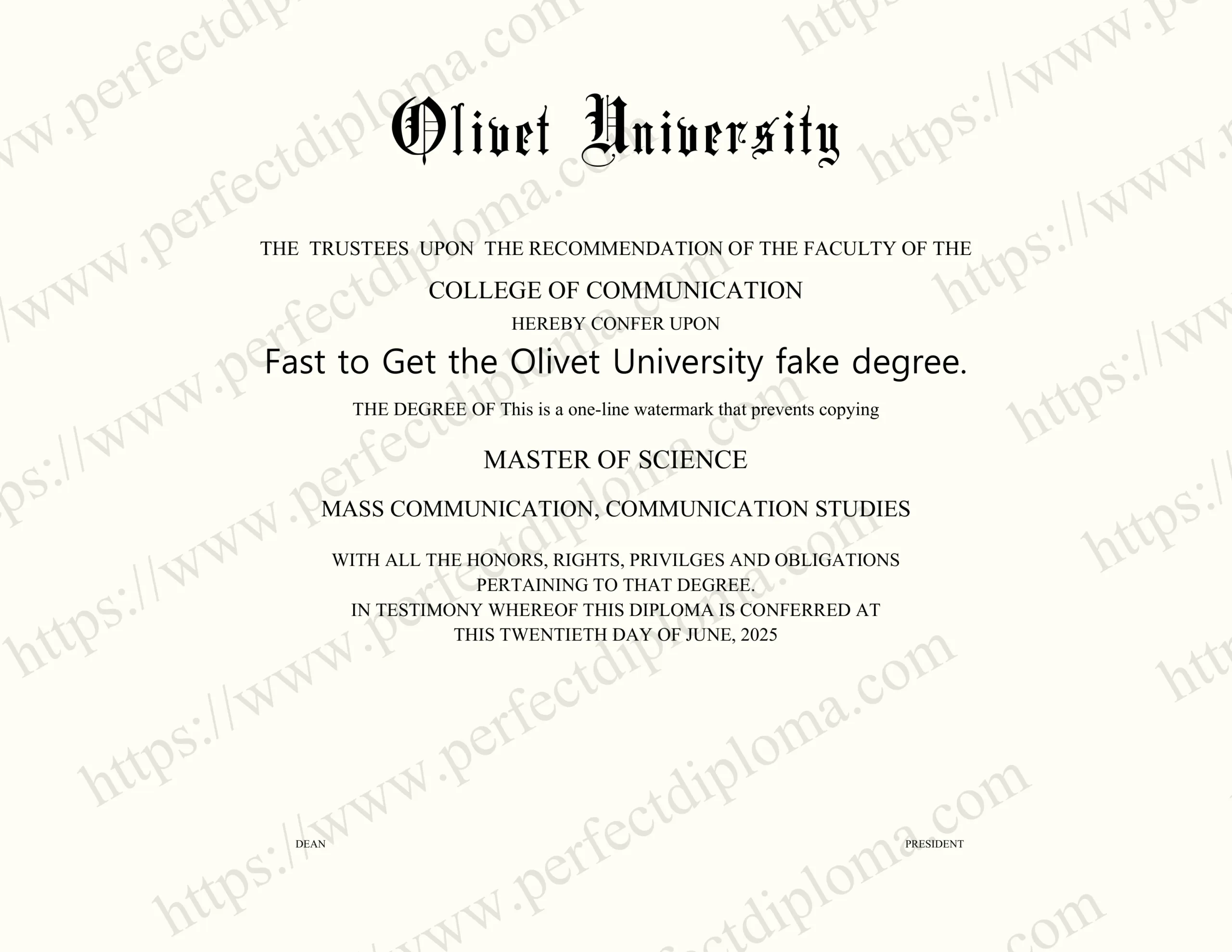 Fast to Get the Olivet University fake degree.