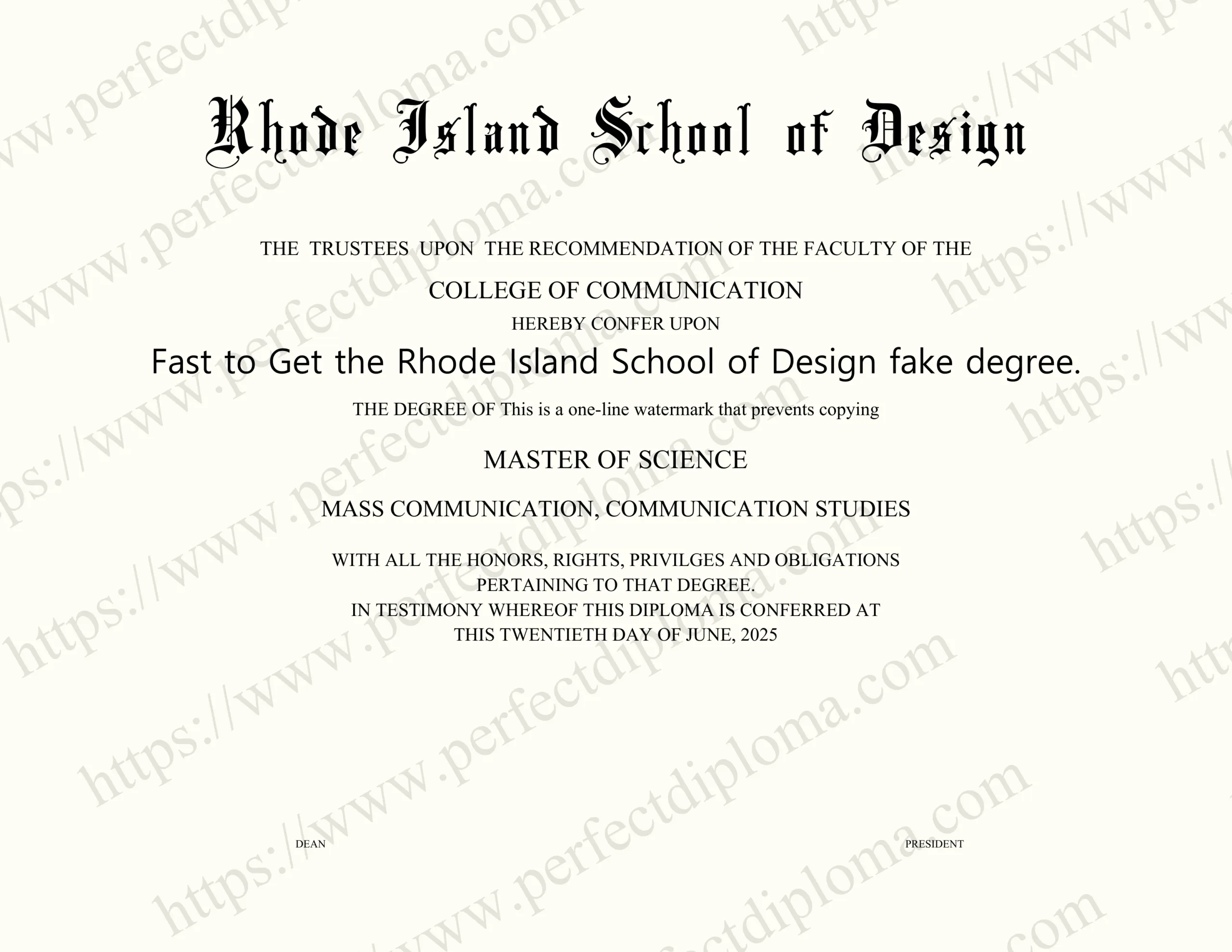 Fast to Get the Rhode Island School of Design fake degree.