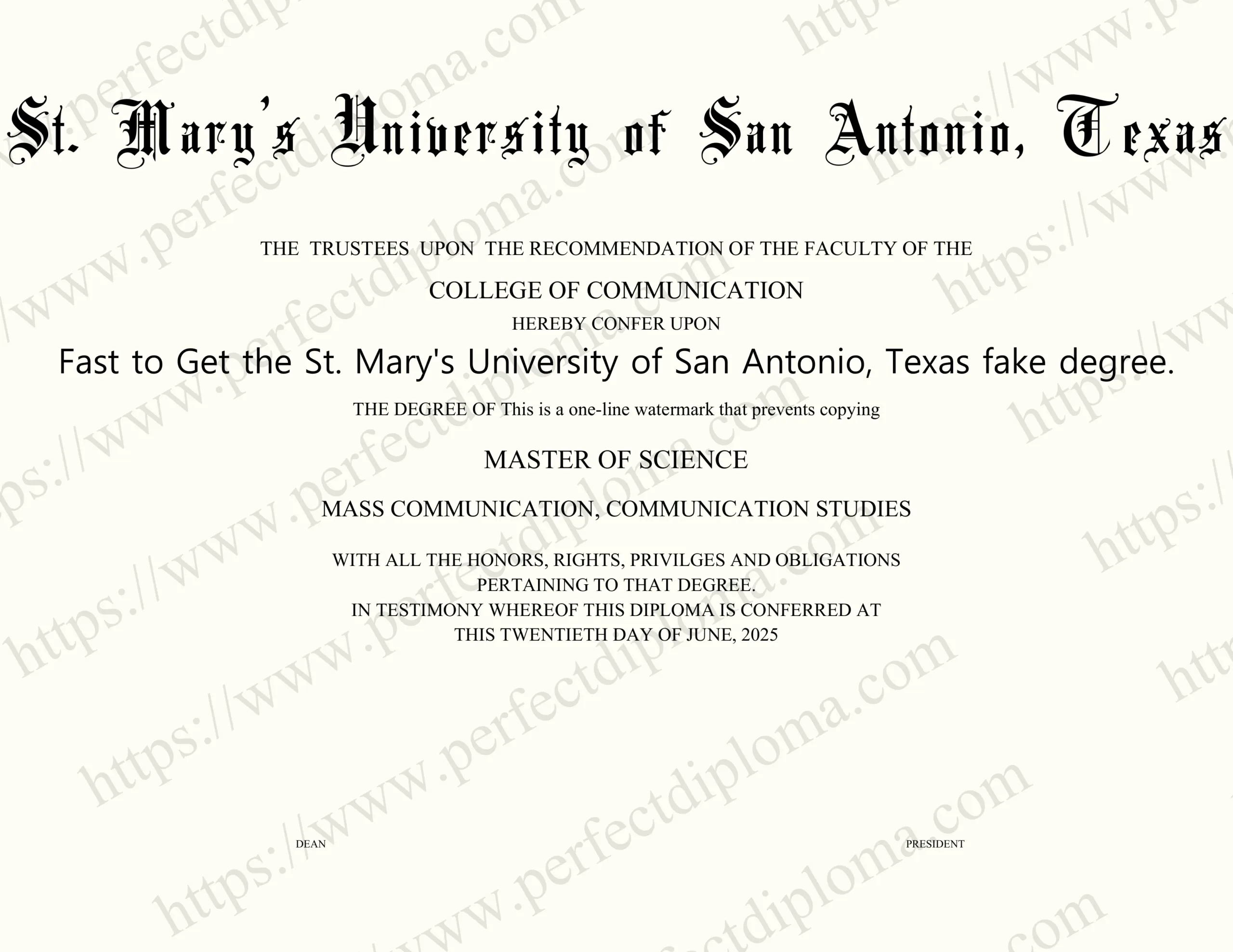 Fast to Get the St. Mary's University of San Antonio, Texas fake degree.