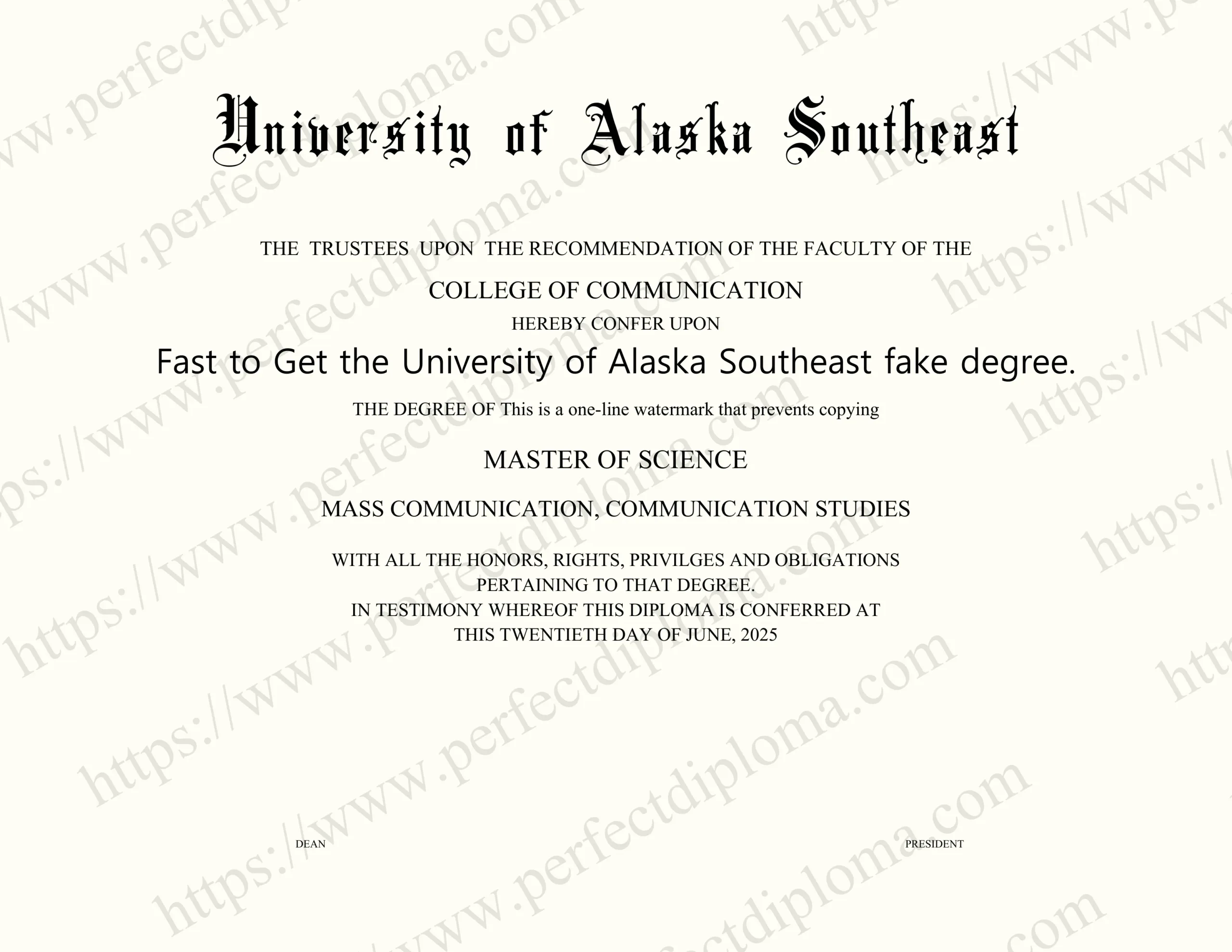 Fast to Get the University of Alaska Southeast fake degree.