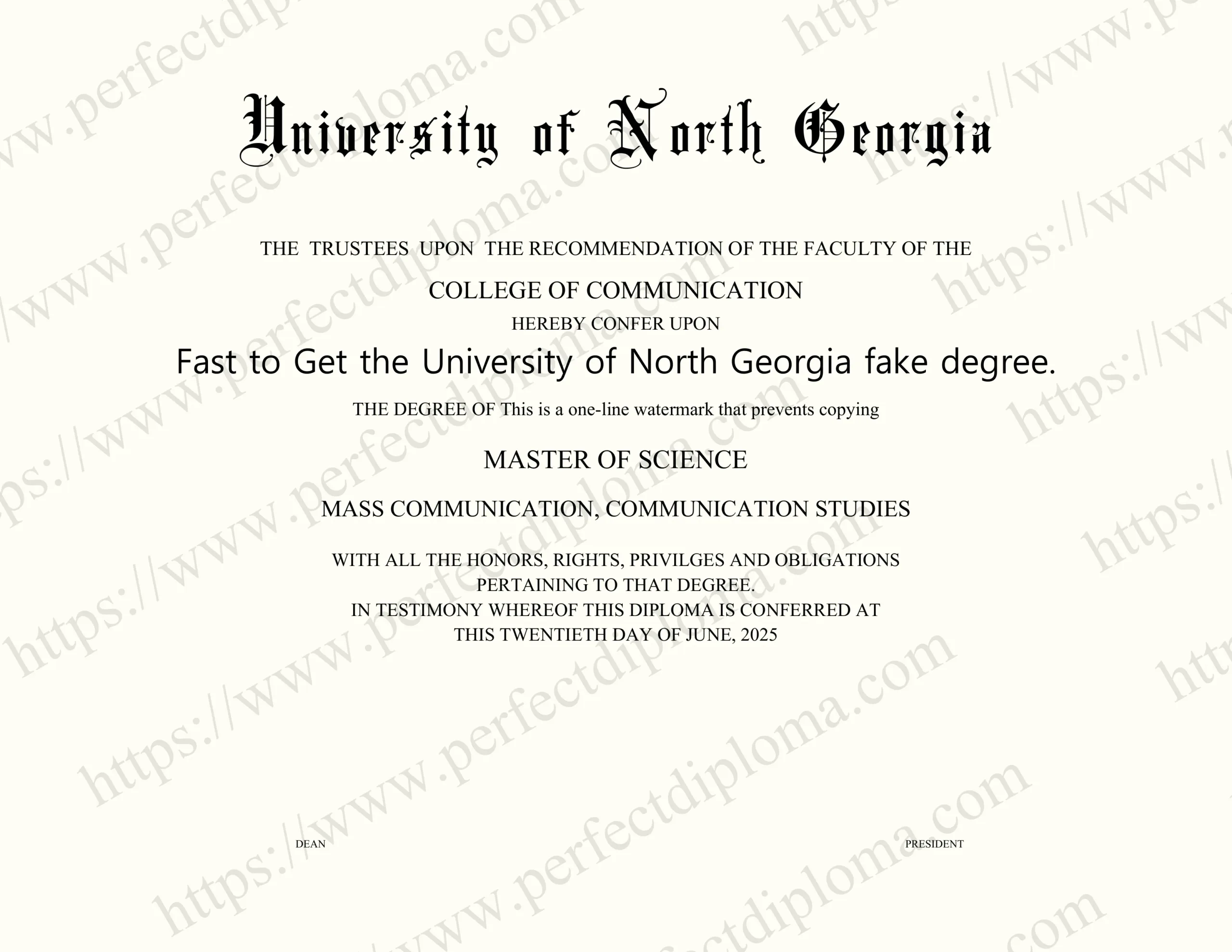 Fast to Get the University of North Georgia fake degree.