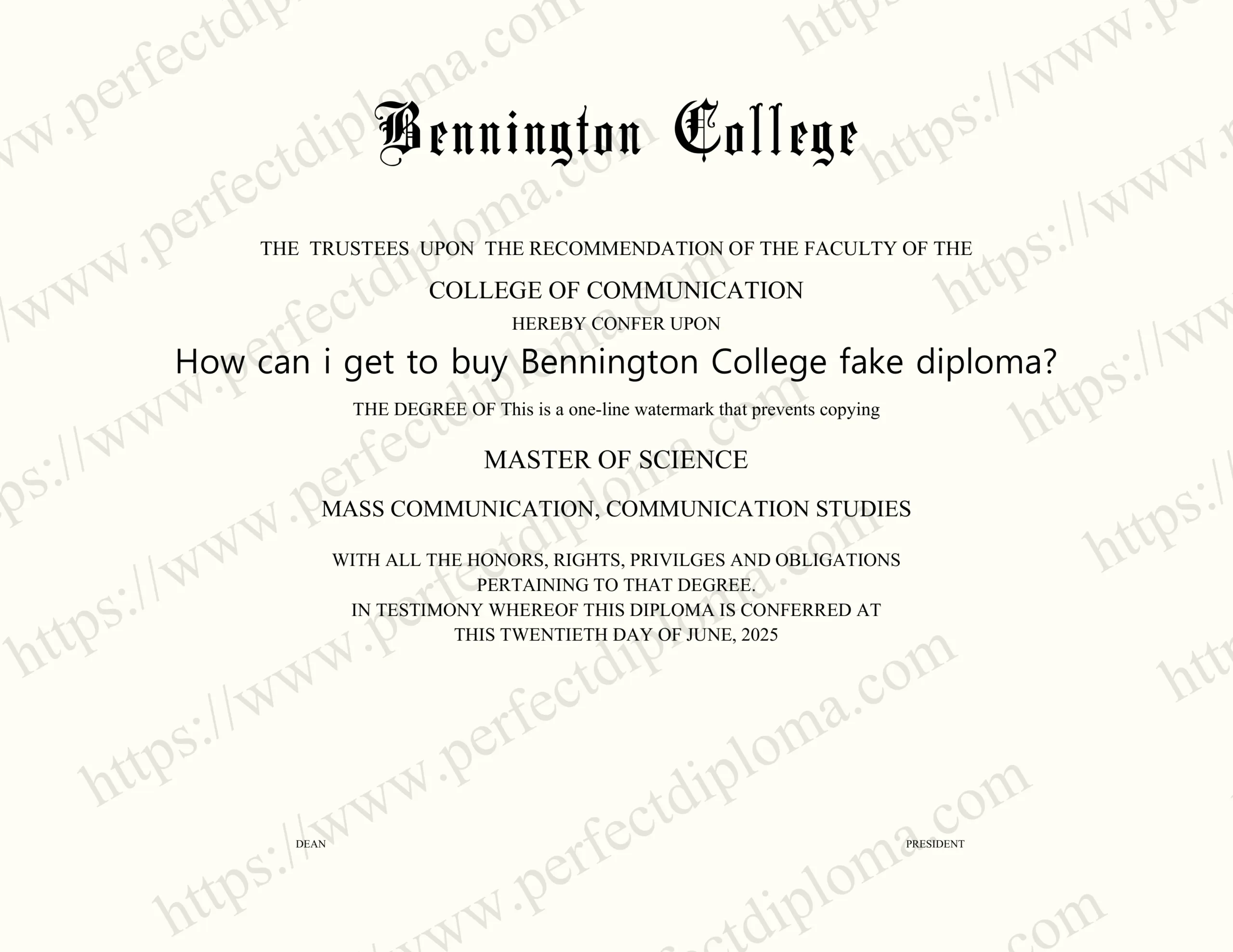 How can i get to buy Bennington College fake diploma?