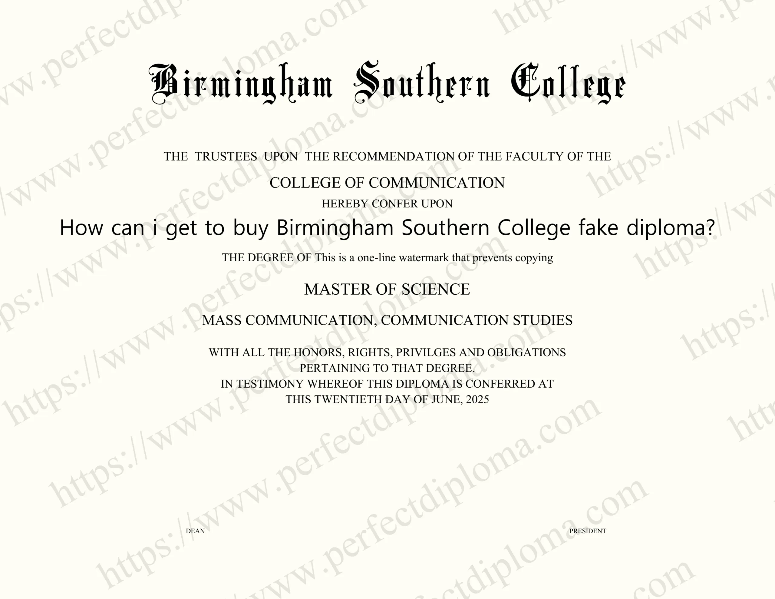 How can i get to buy Birmingham Southern College fake diploma?