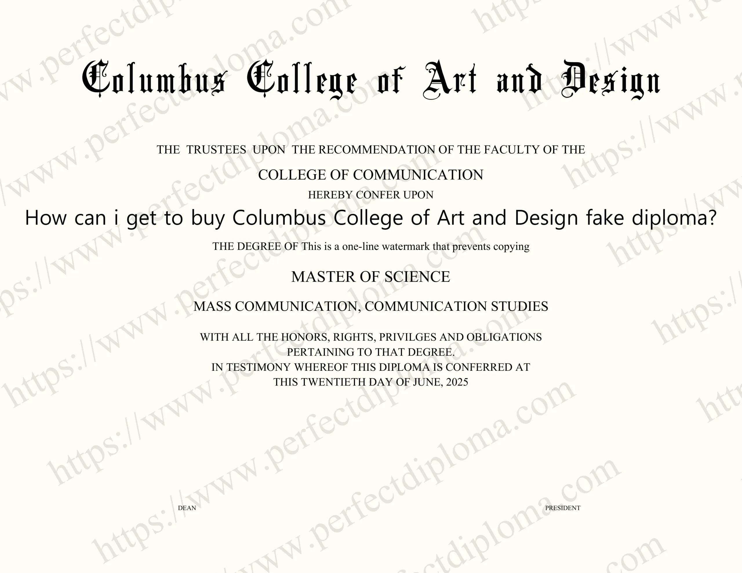 How can i get to buy Columbus College of Art and Design fake diploma?