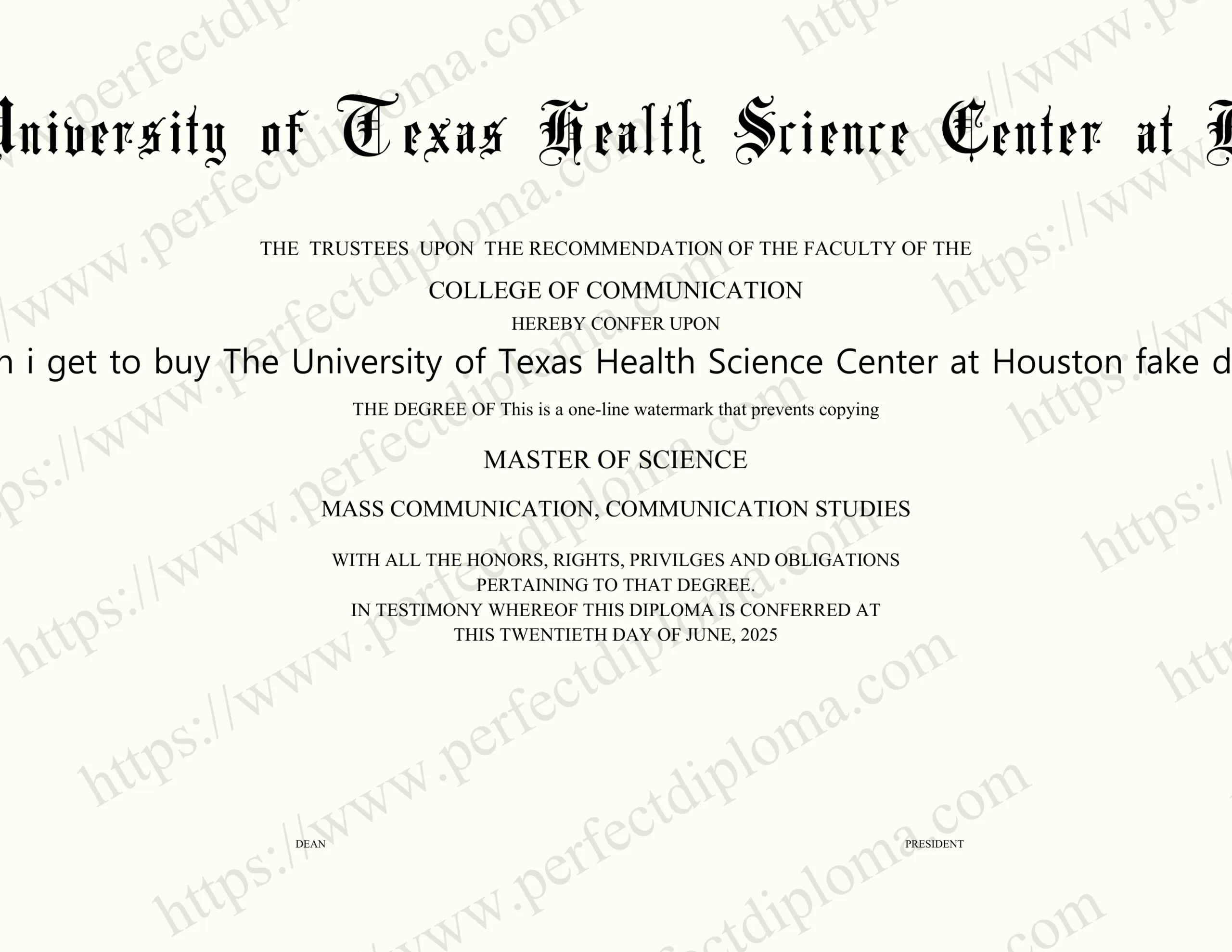 How can i get to buy The University of Texas Health Science Center at Houston fake diploma?