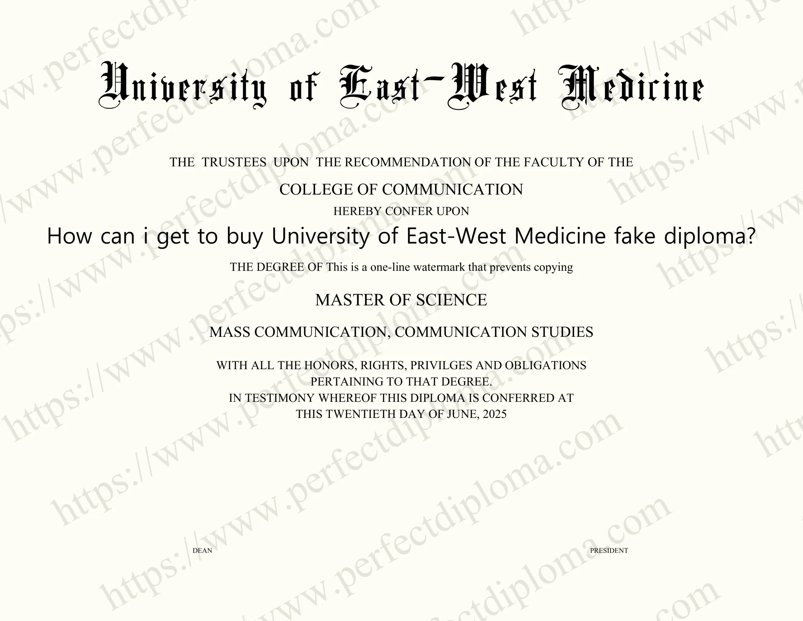 How can i get to buy University of East-West Medicine fake diploma?