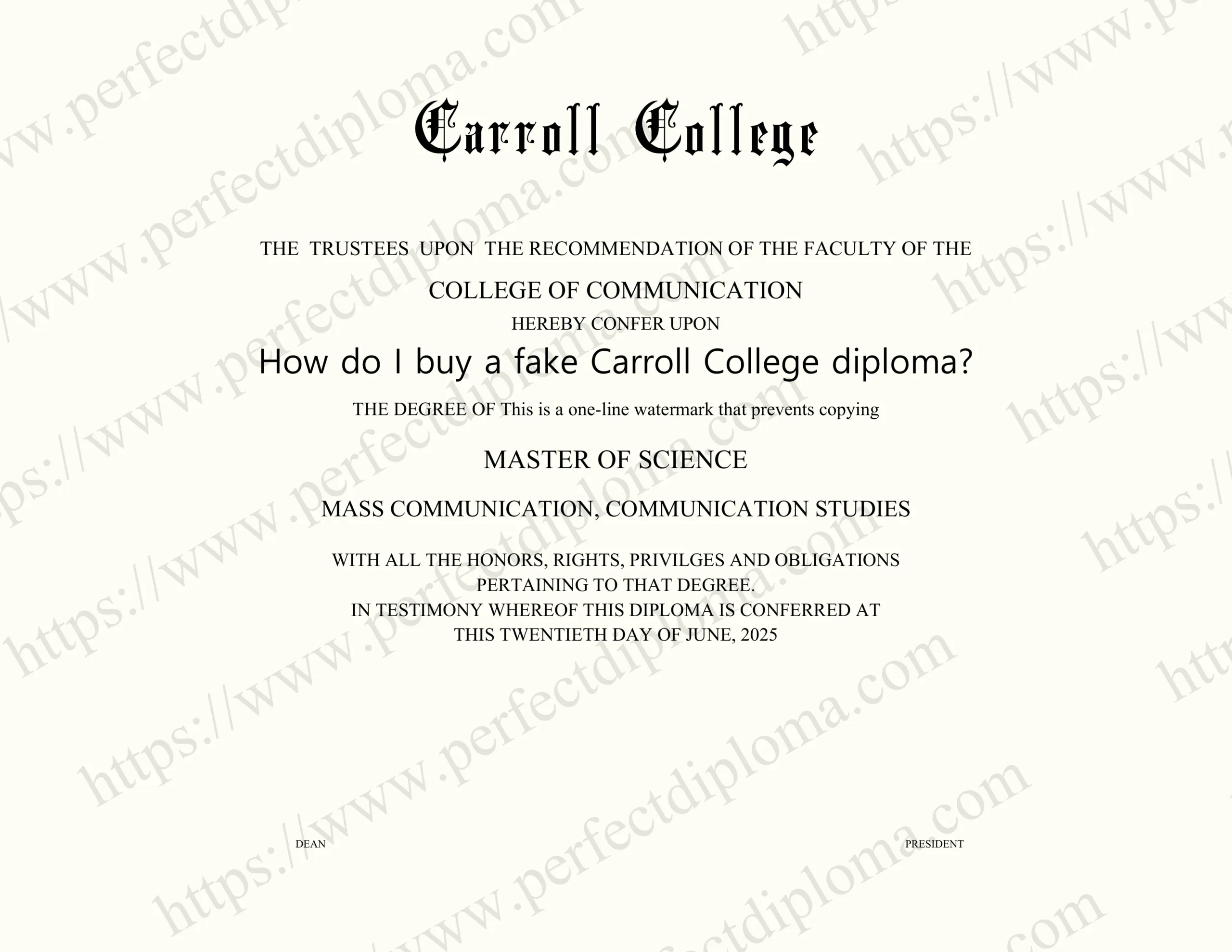 How do I buy a fake Carroll College diploma?