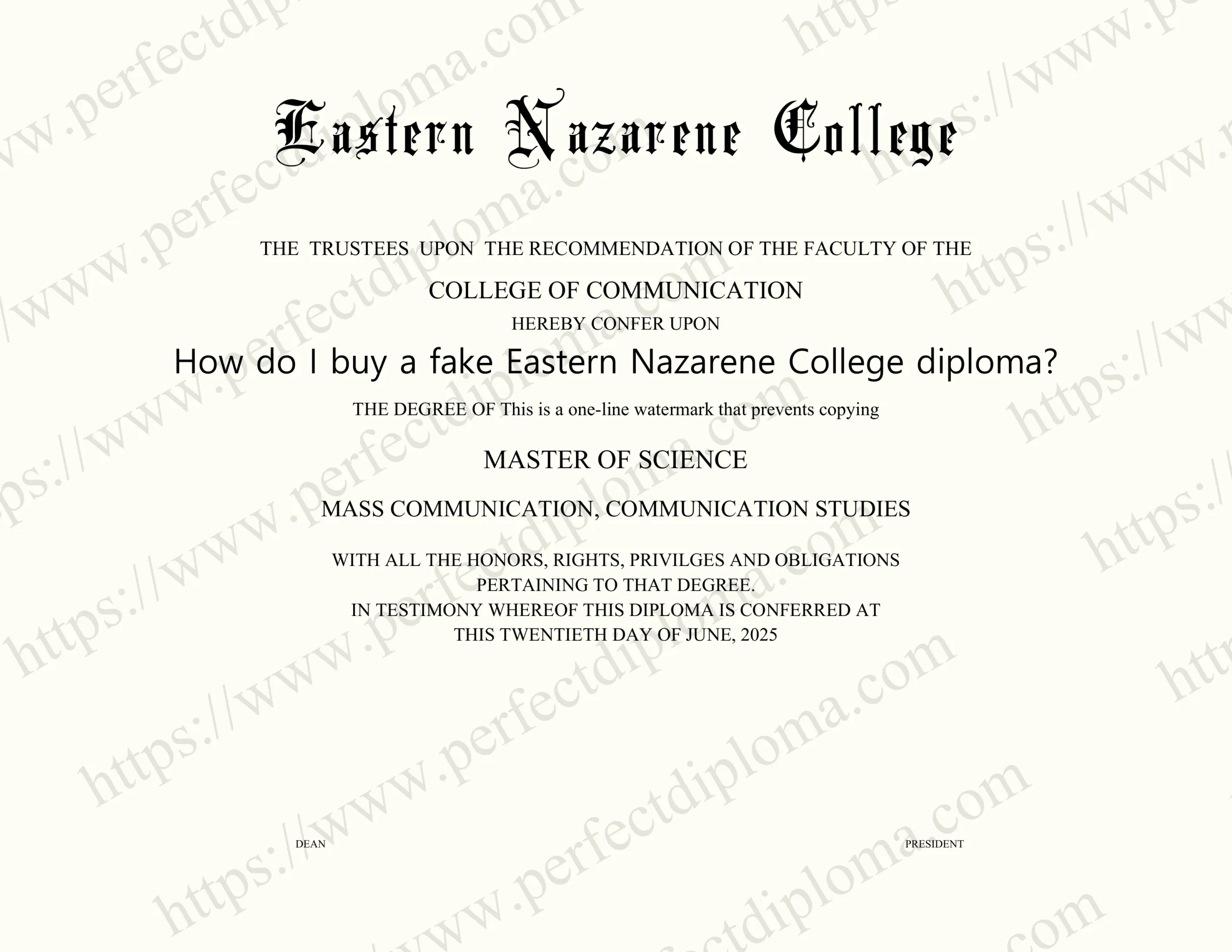 How do I buy a fake Eastern Nazarene College diploma?