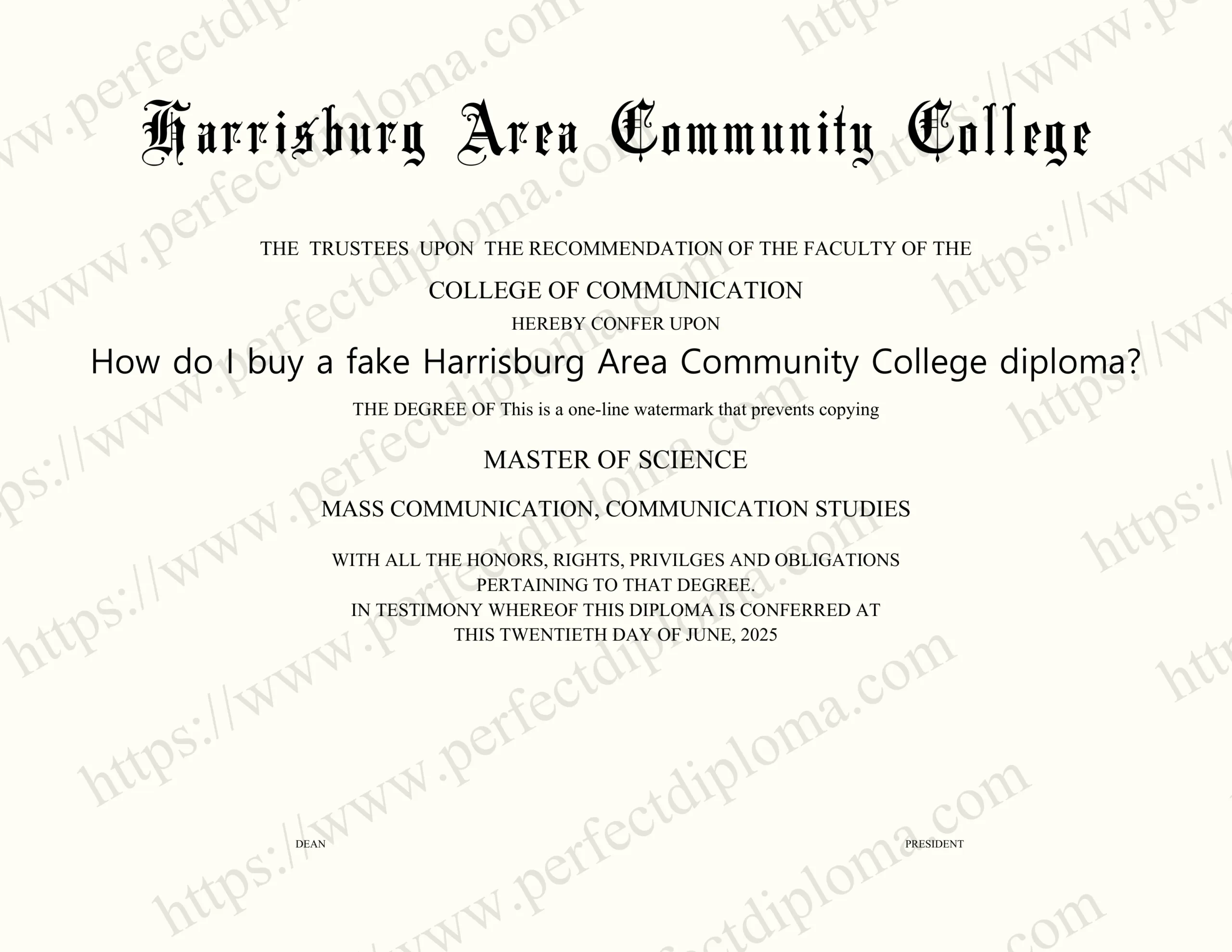 How do I buy a fake Harrisburg Area Community College diploma?