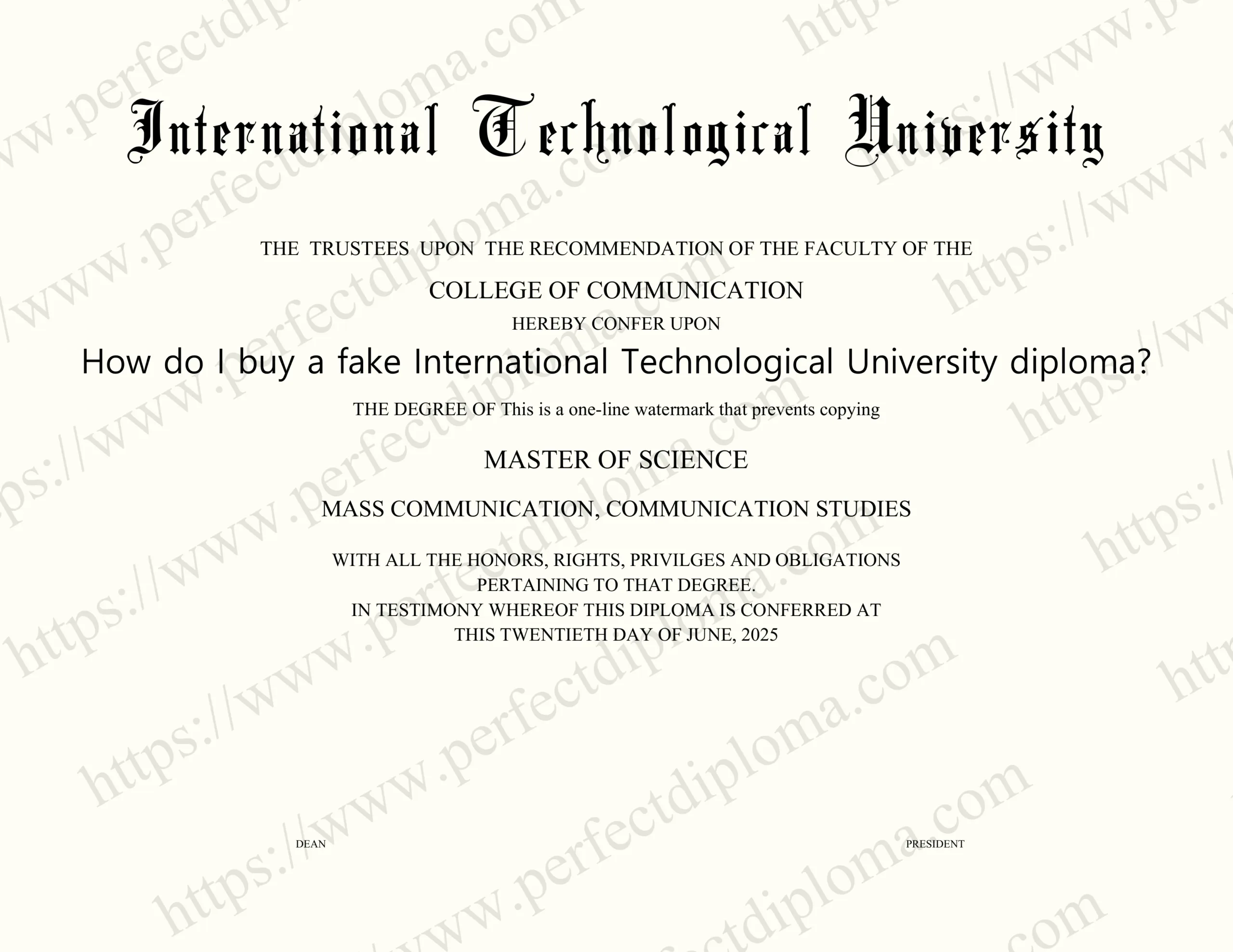How do I buy a fake International Technological University diploma?