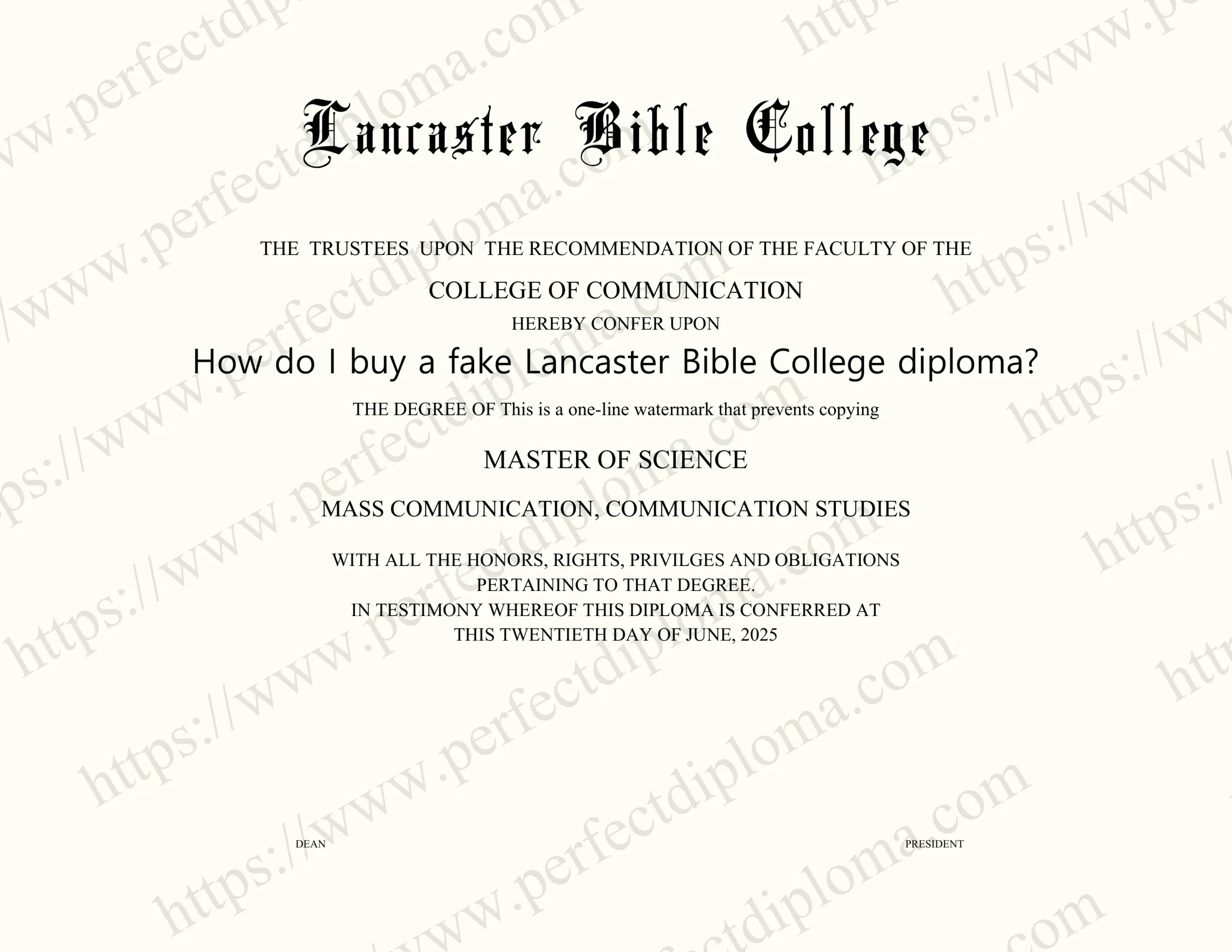 How do I buy a fake Lancaster Bible College diploma?