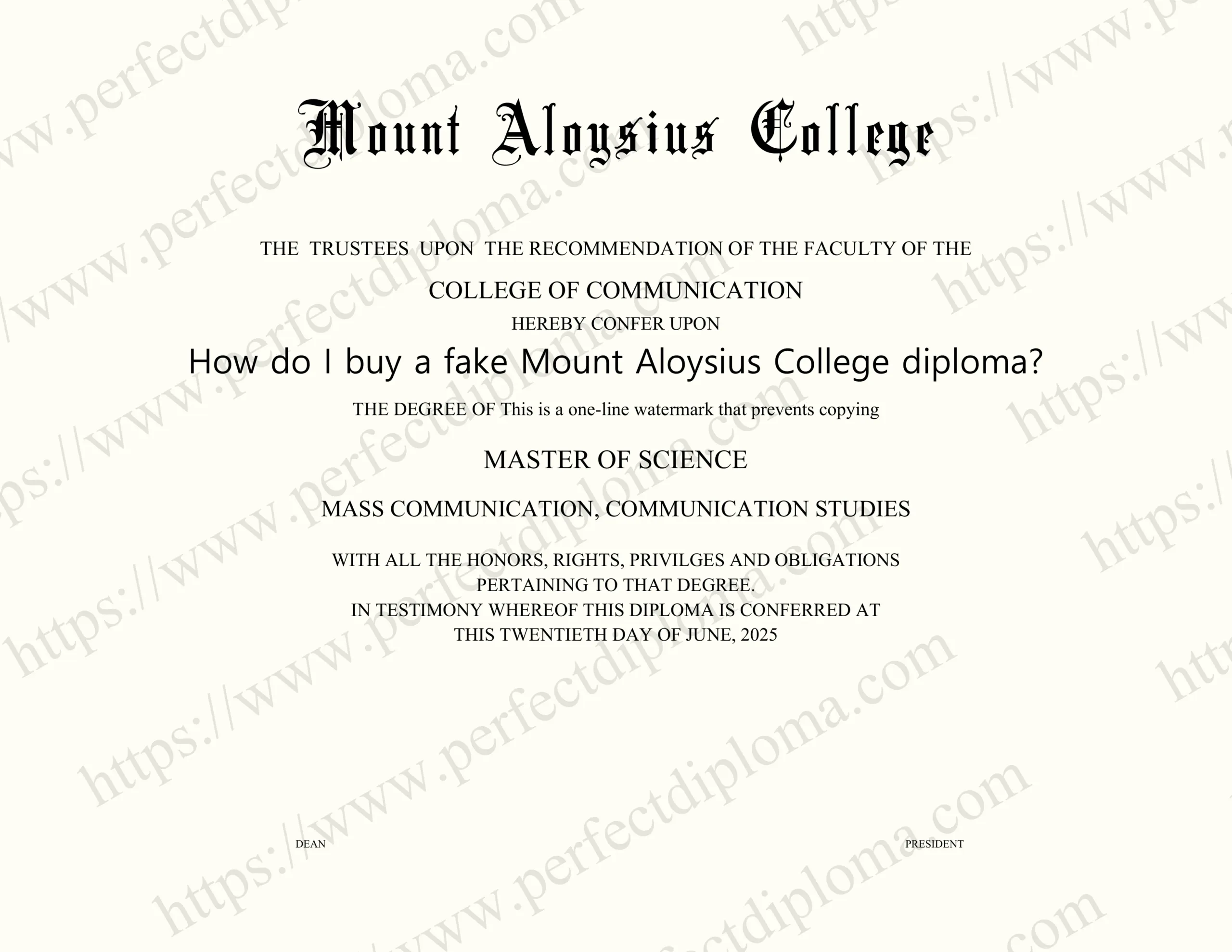 How do I buy a fake Mount Aloysius College diploma?