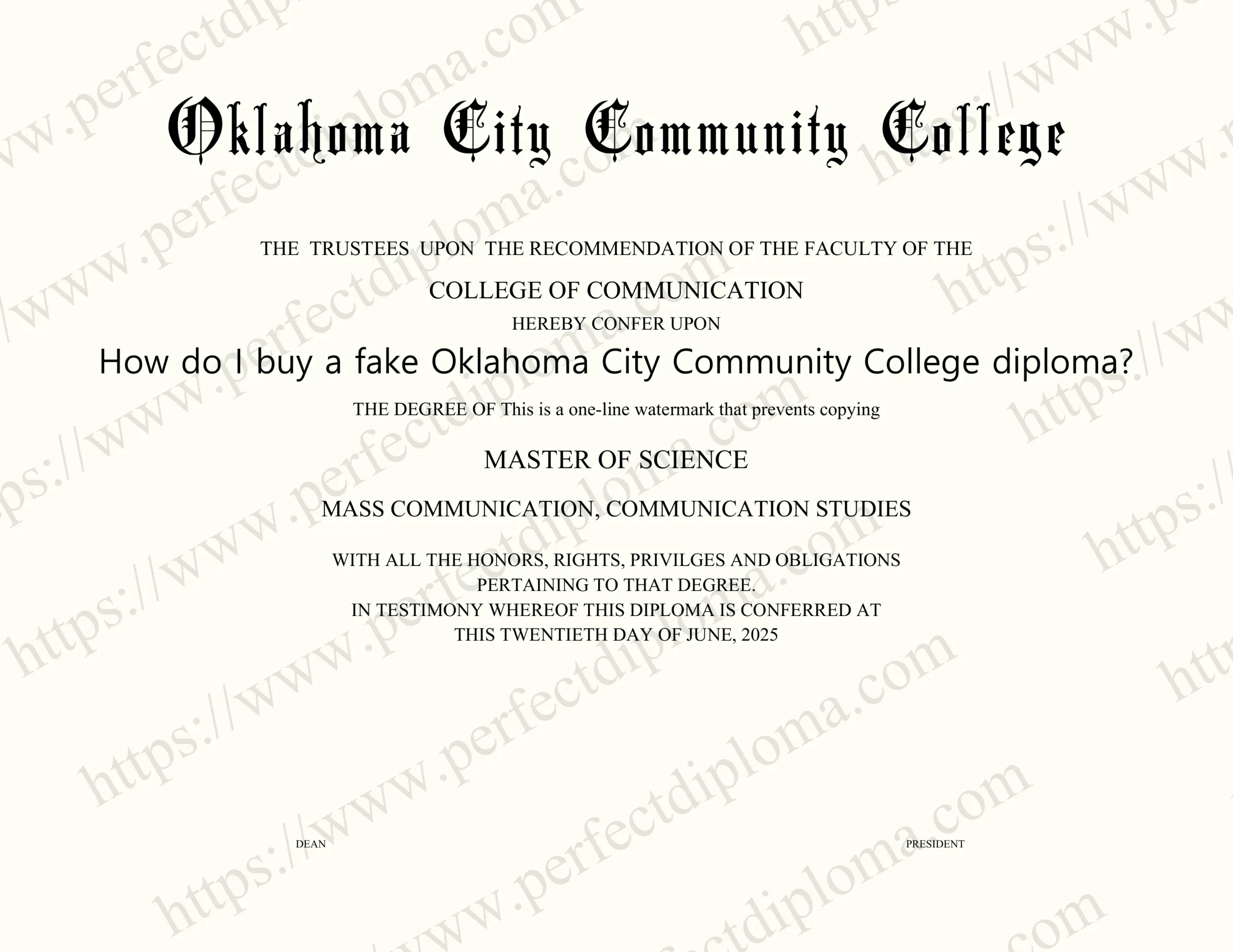 How do I buy a fake Oklahoma City Community College diploma?