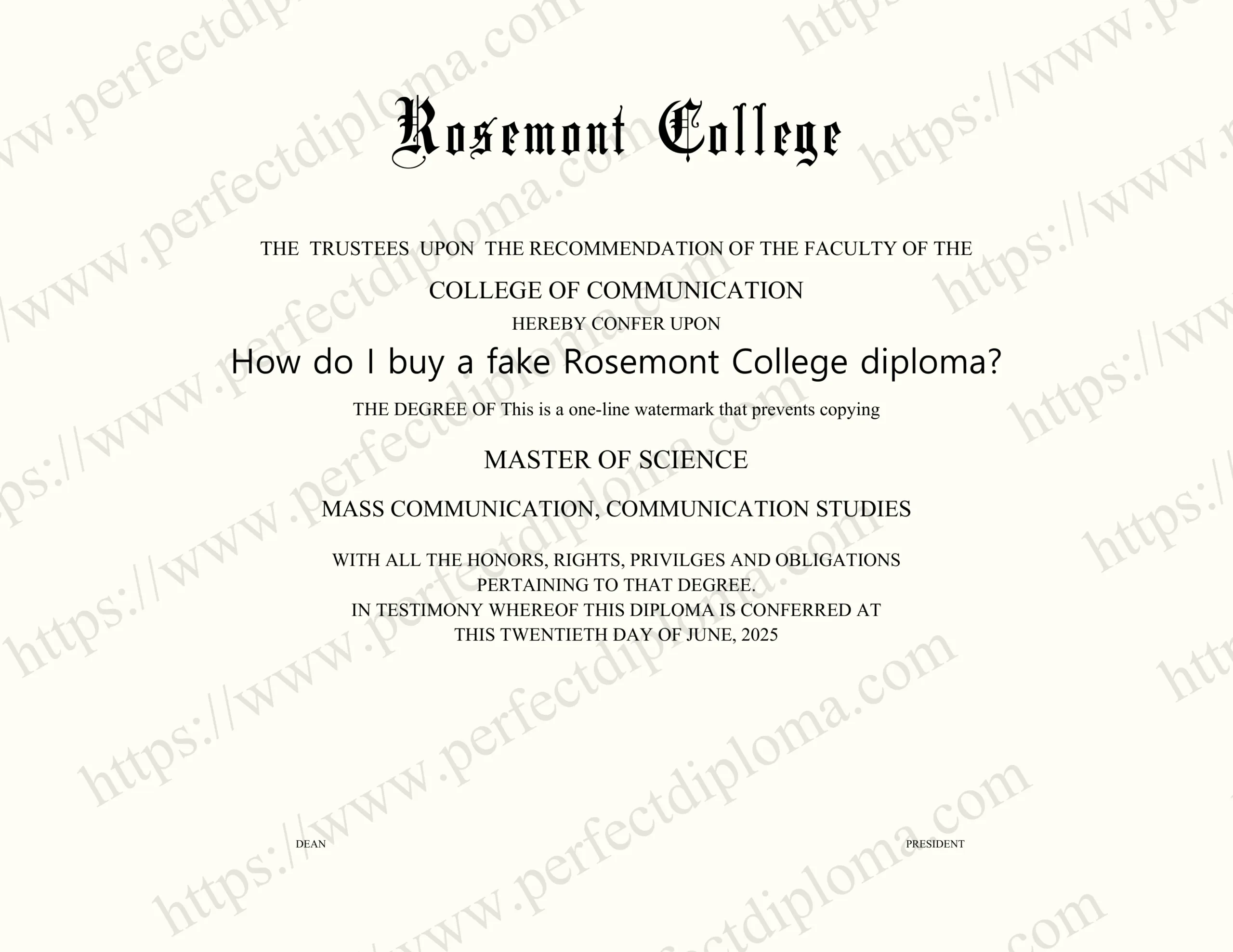 How do I buy a fake Rosemont College diploma?