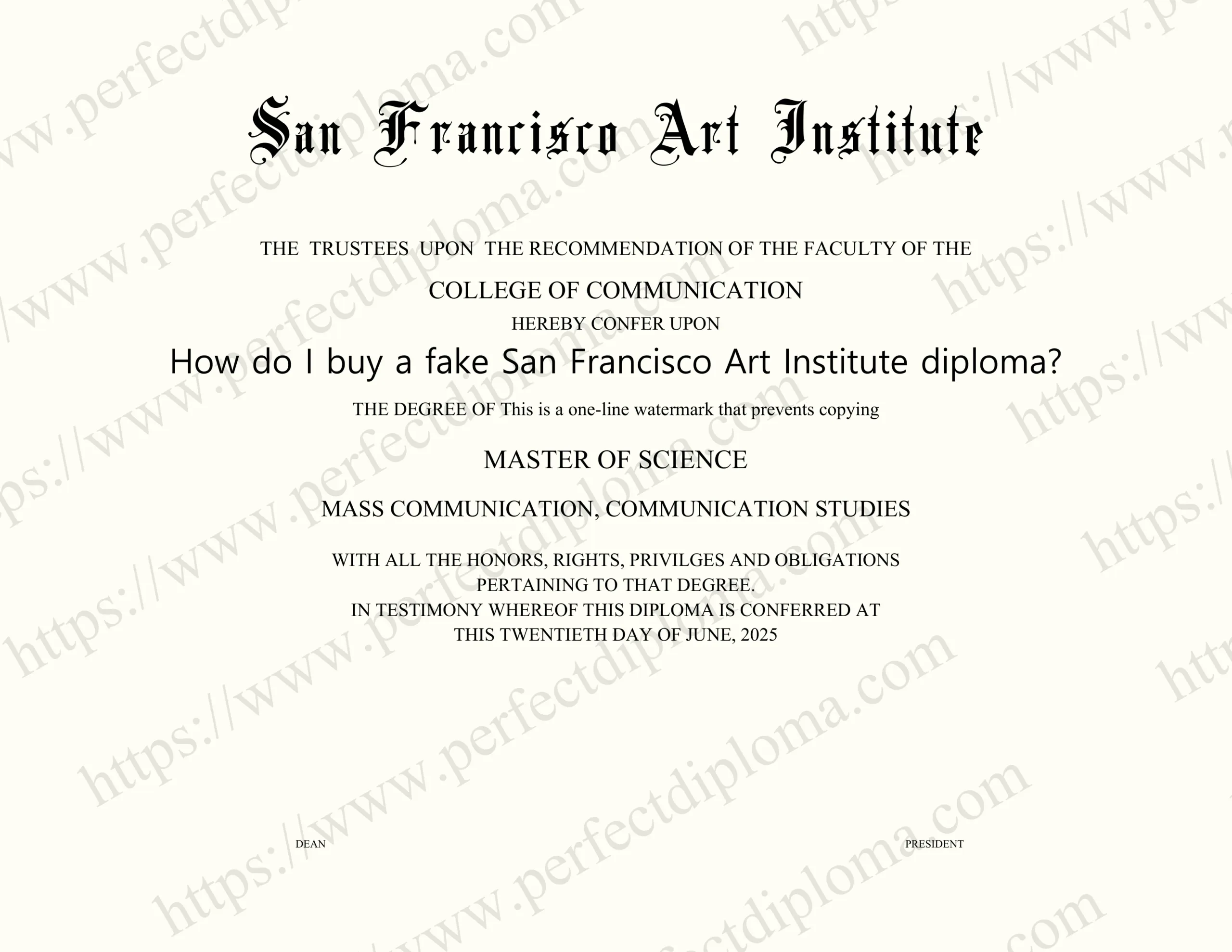 How do I buy a fake San Francisco Art Institute diploma?