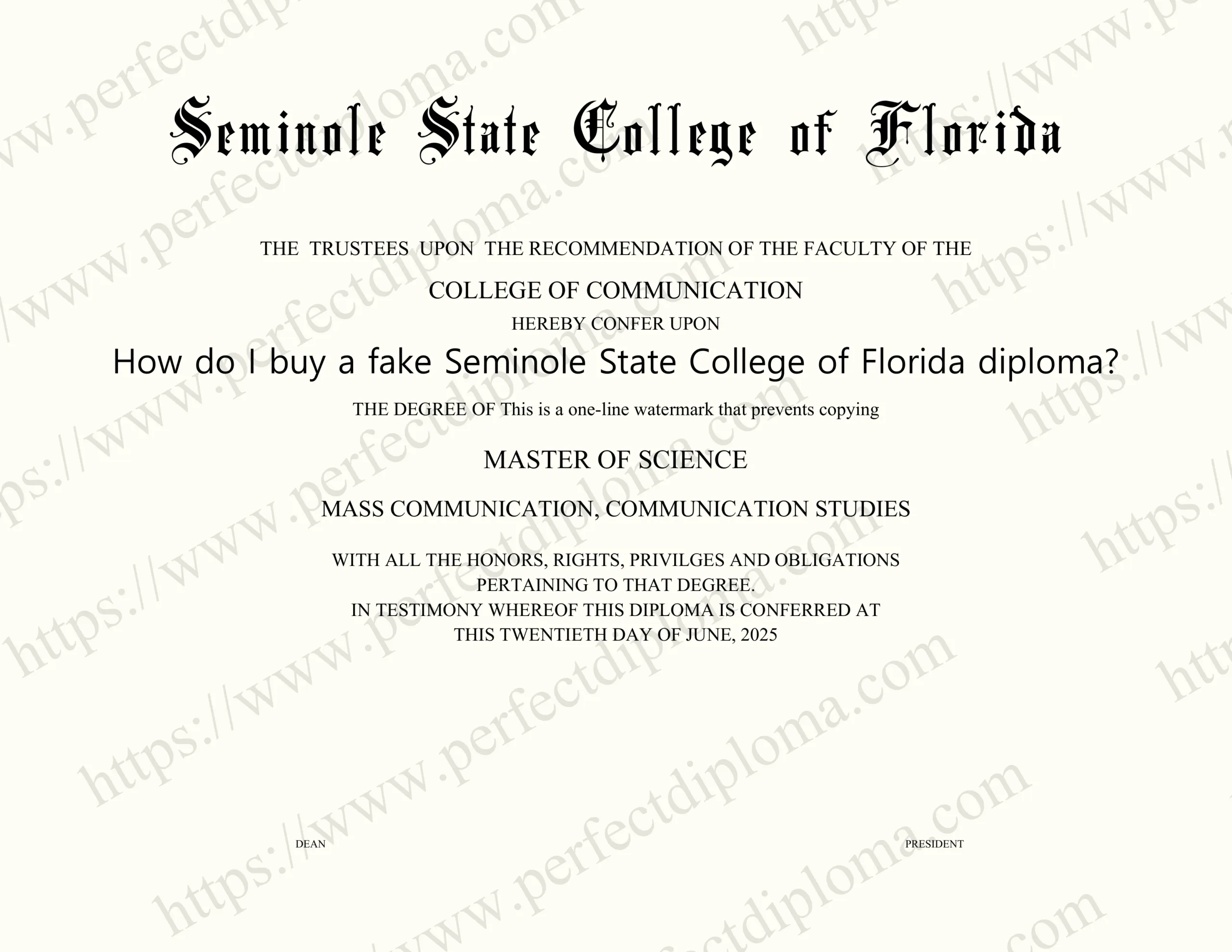 How do I buy a fake Seminole State College of Florida diploma?