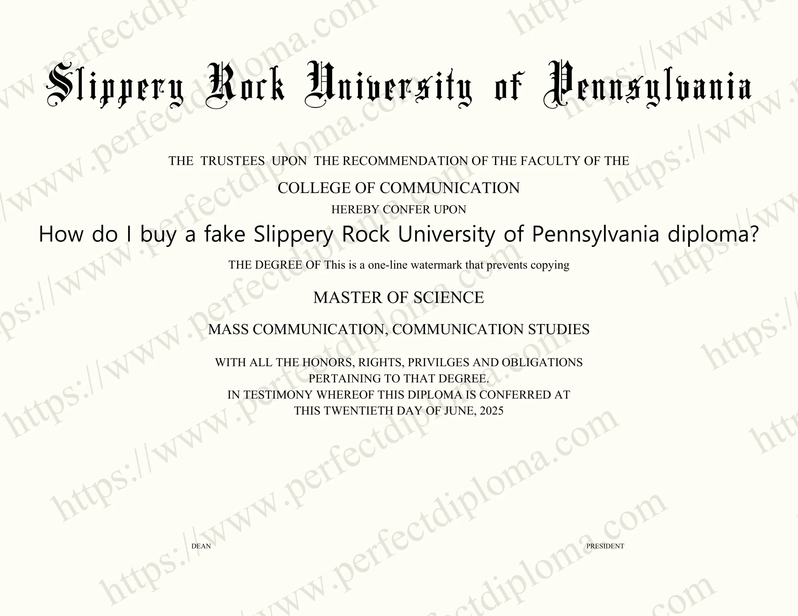 How do I buy a fake Slippery Rock University of Pennsylvania diploma?