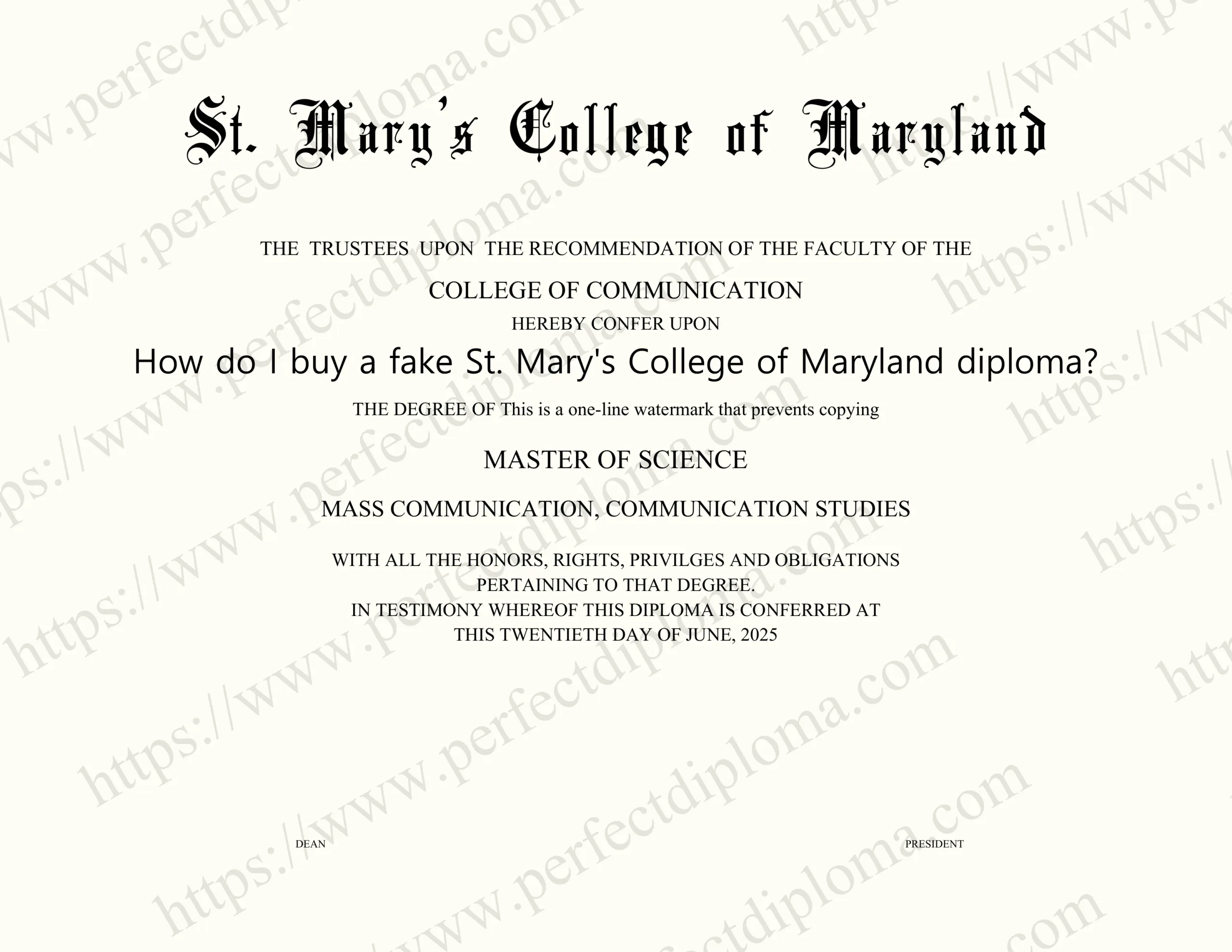 How do I buy a fake St. Mary's College of Maryland diploma?