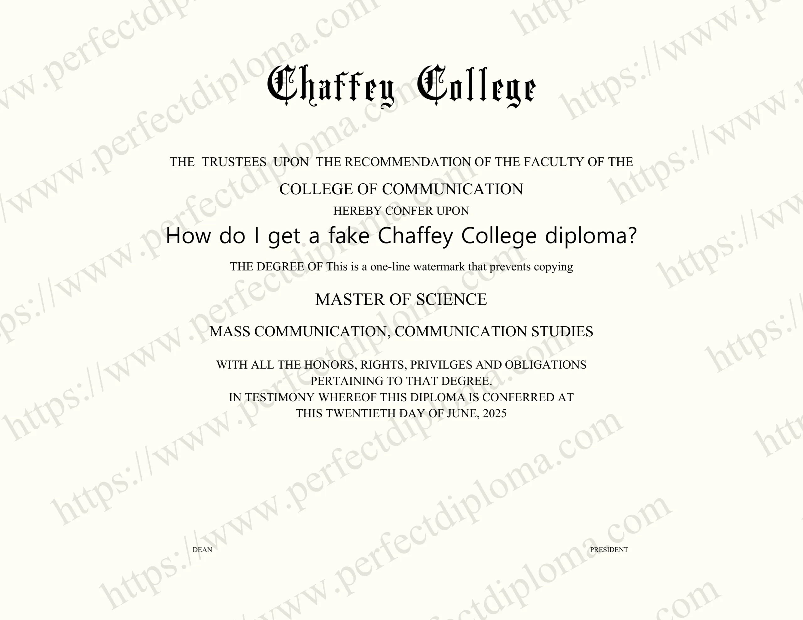 How do I get a fake Chaffey College diploma?
