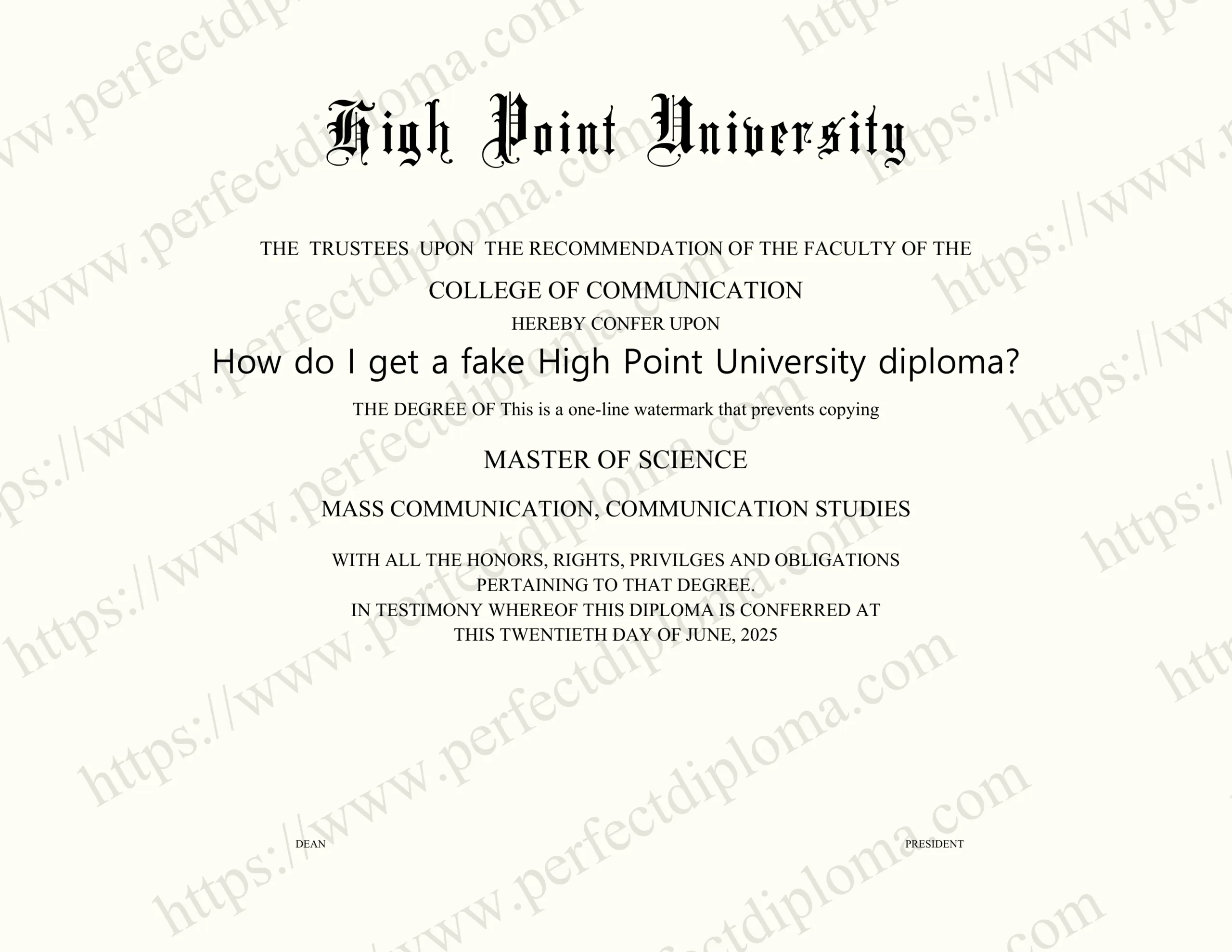 How do I get a fake High Point University diploma?