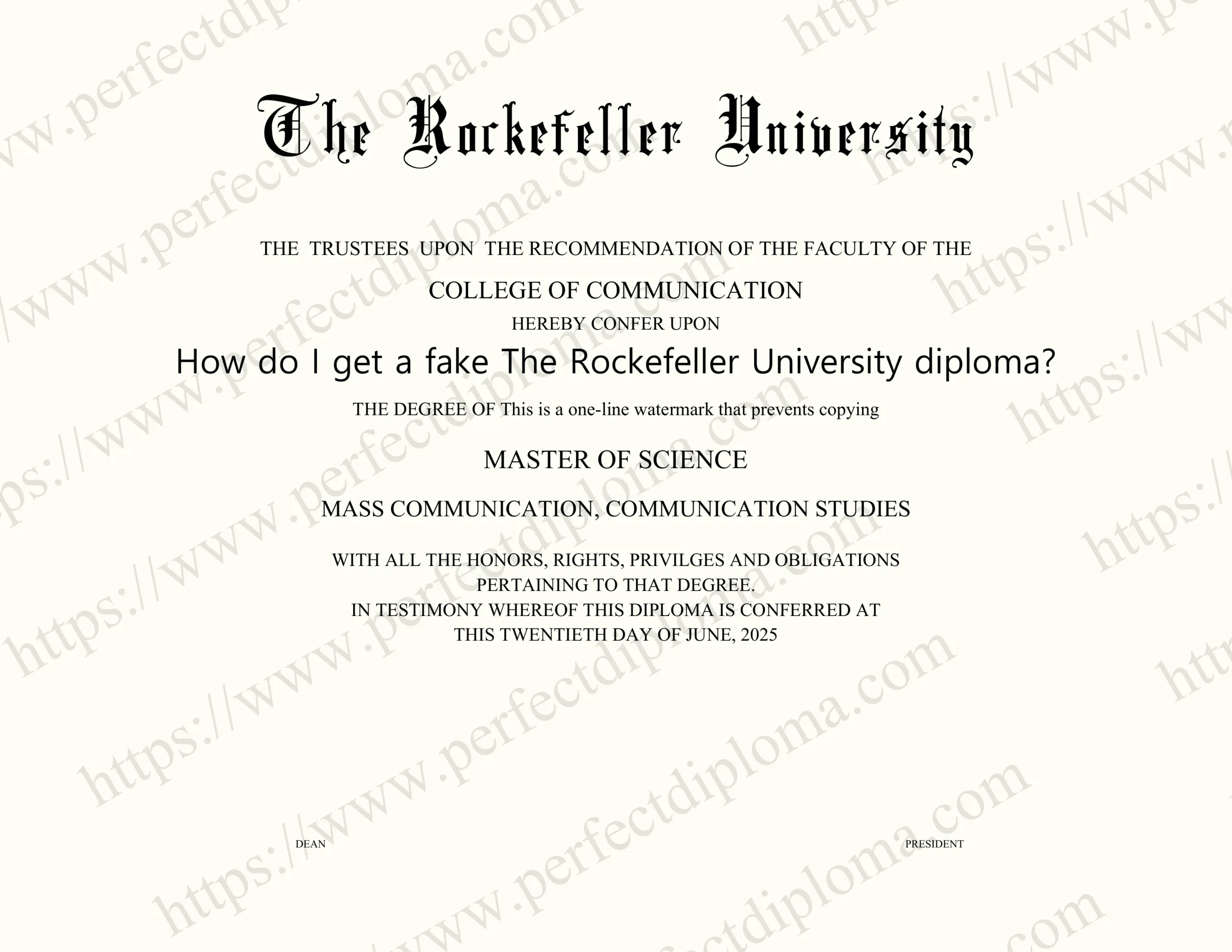 How do I get a fake The Rockefeller University diploma?