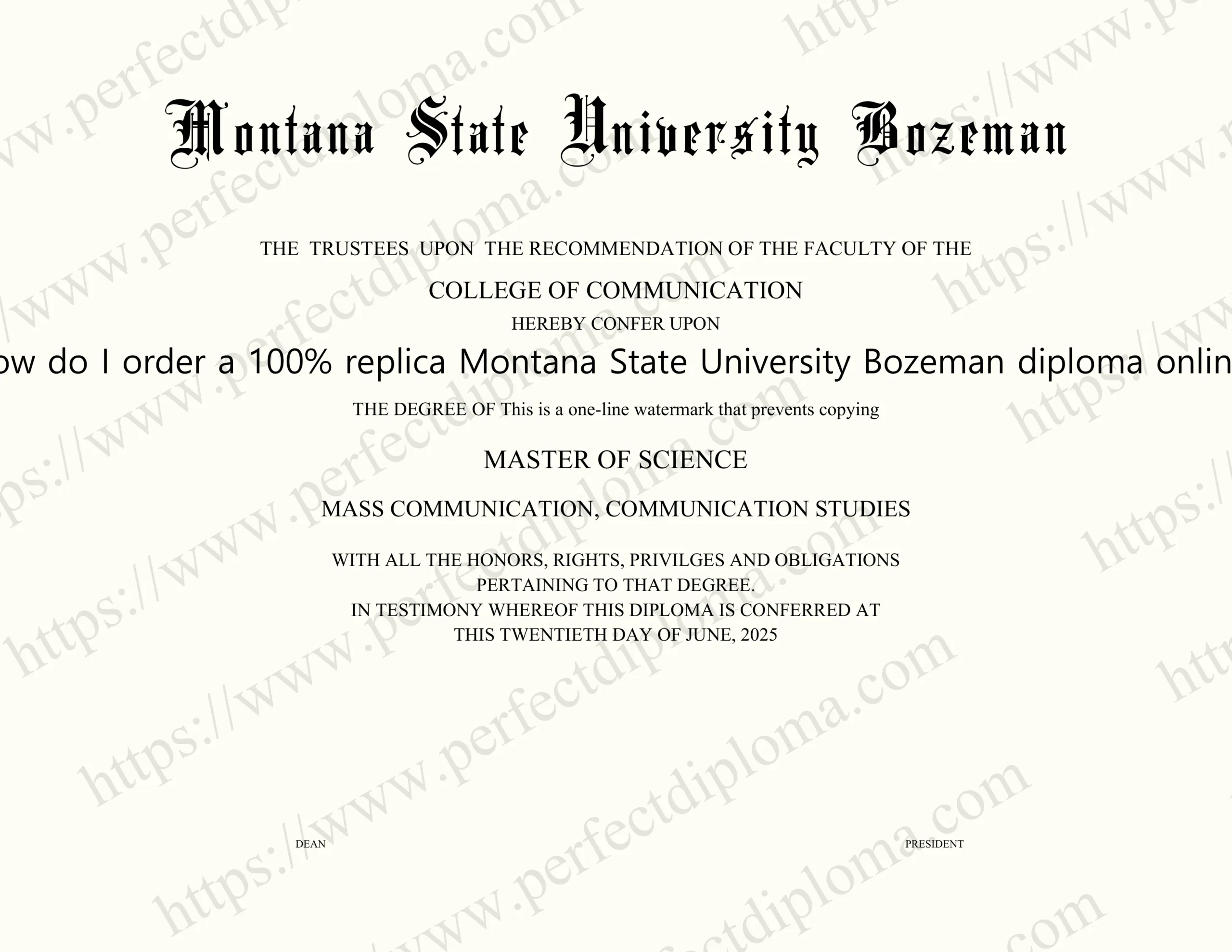 How do I order a 100% replica Montana State University Bozeman diploma online?
