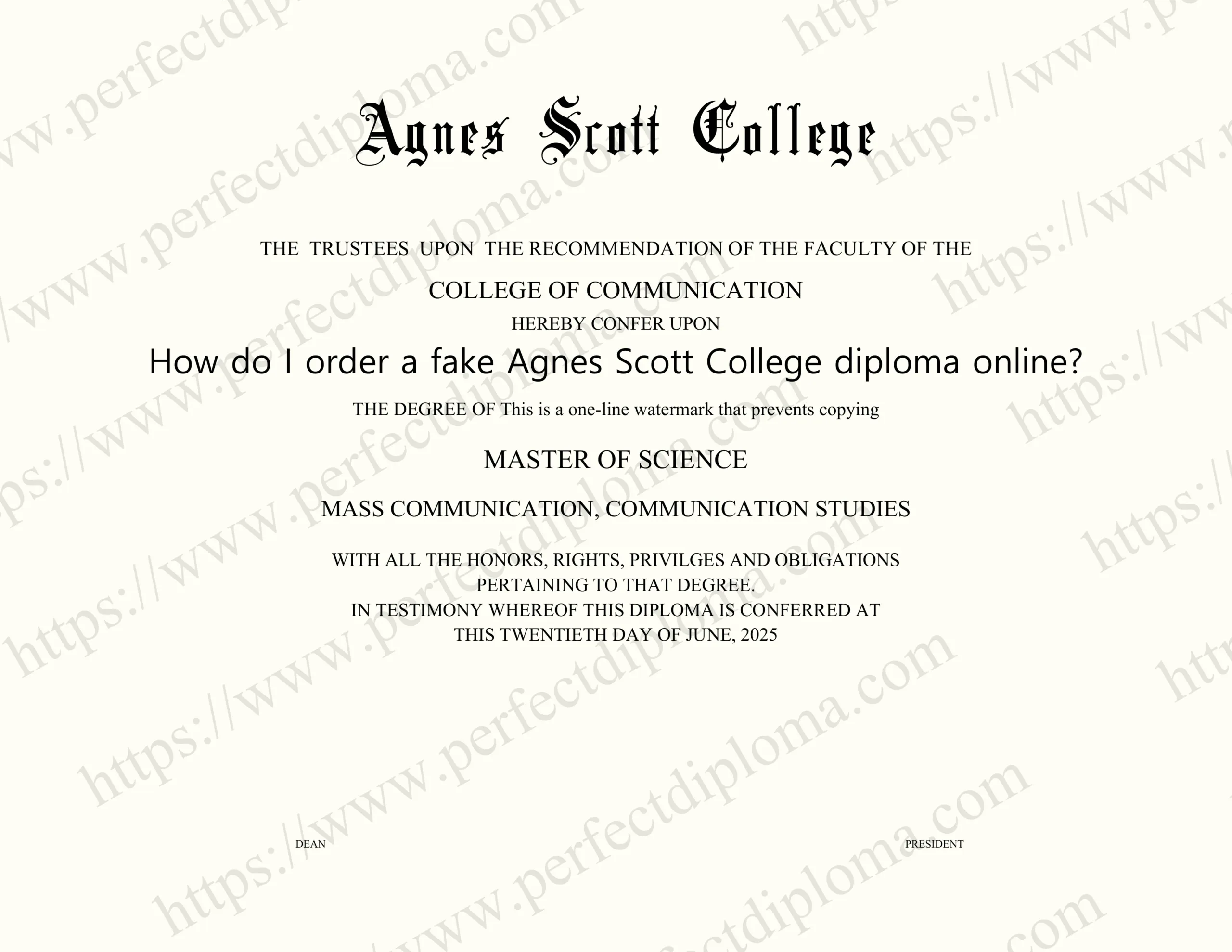 How do I order a fake Agnes Scott College diploma online?