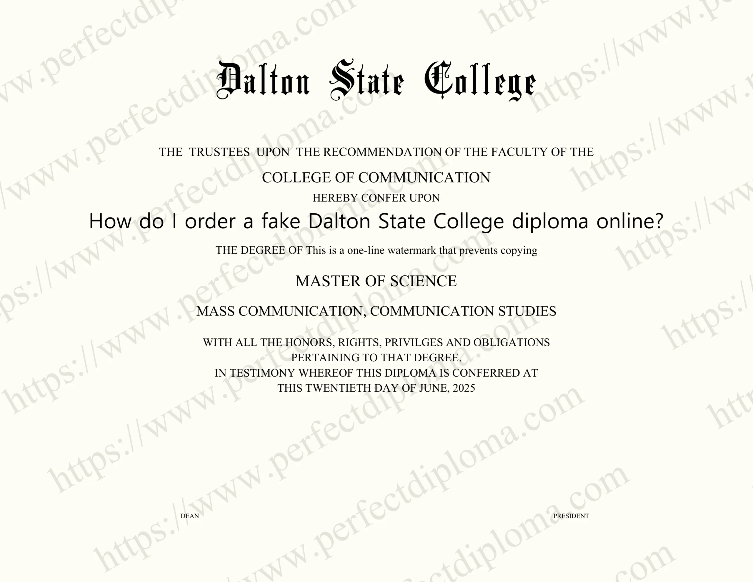 How do I order a fake Dalton State College diploma online?