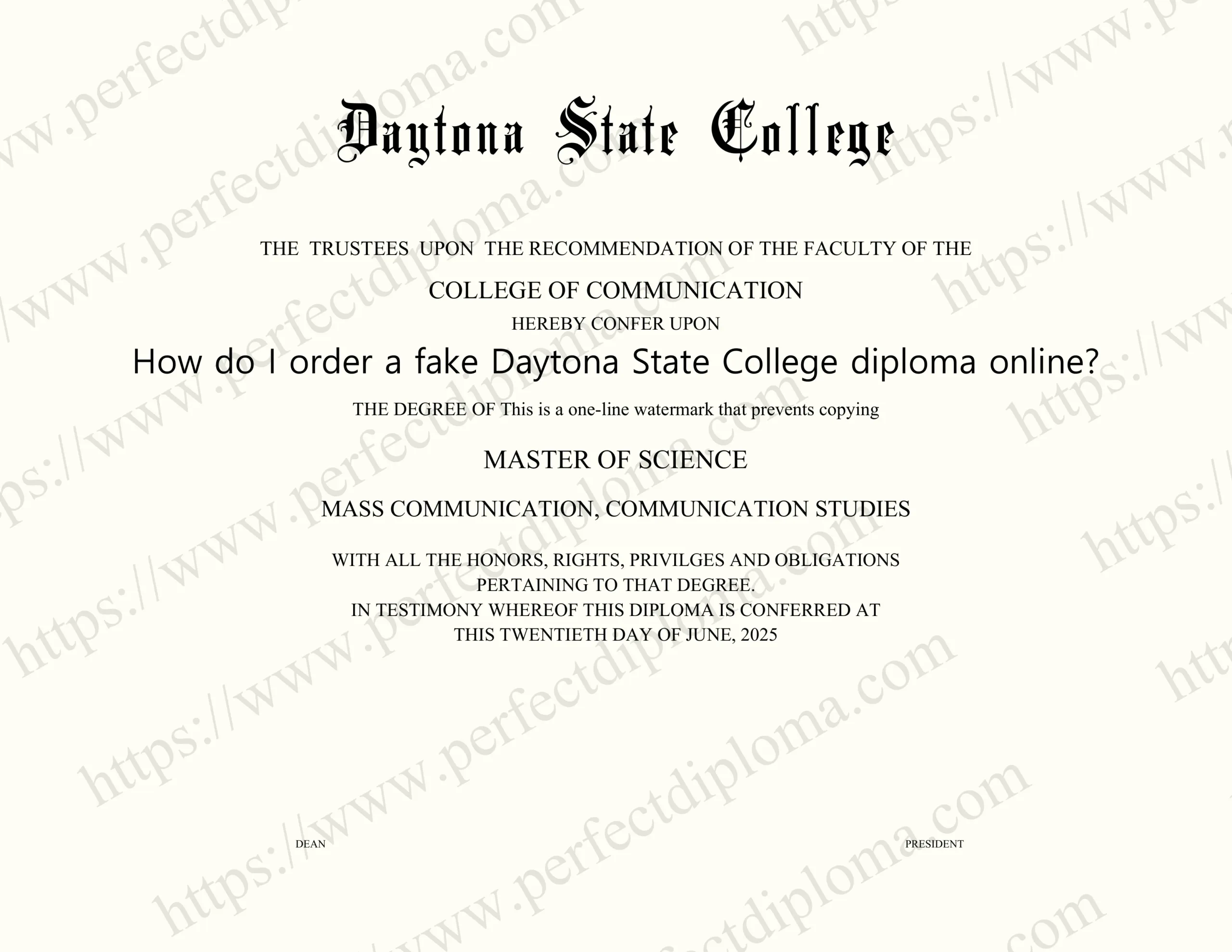 How do I order a fake Daytona State College diploma online?