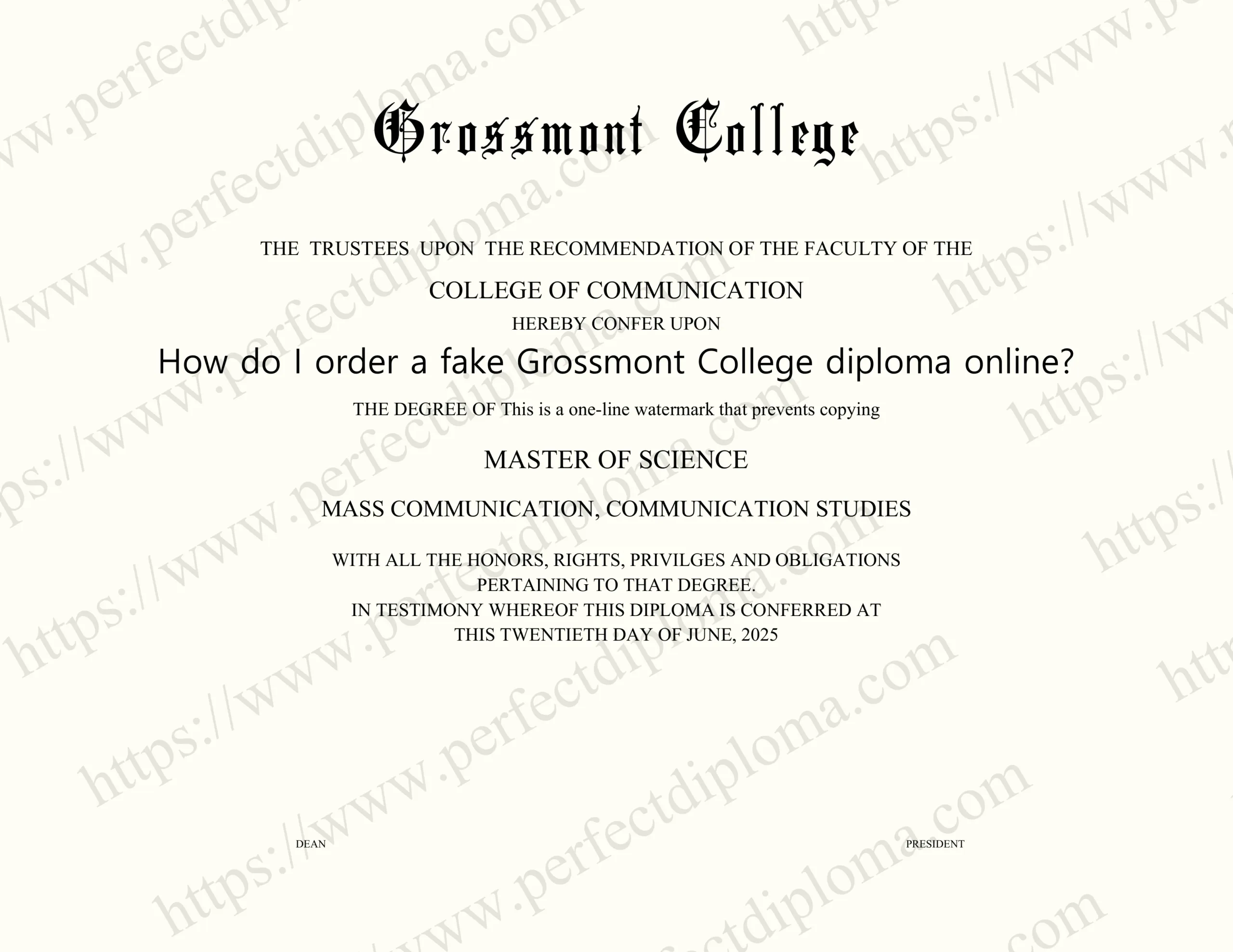 How do I order a fake Grossmont College diploma online?