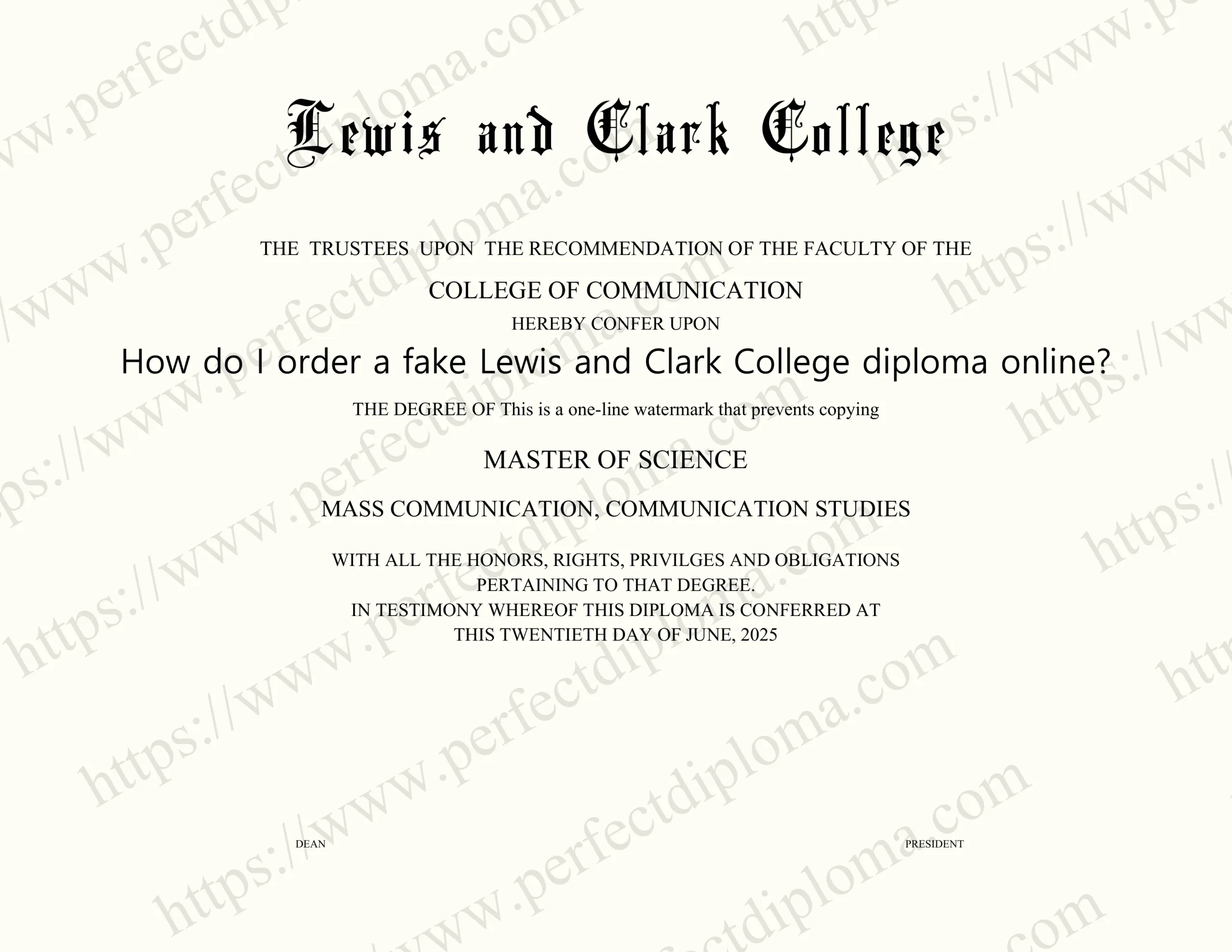 How do I order a fake Lewis and Clark College diploma online?