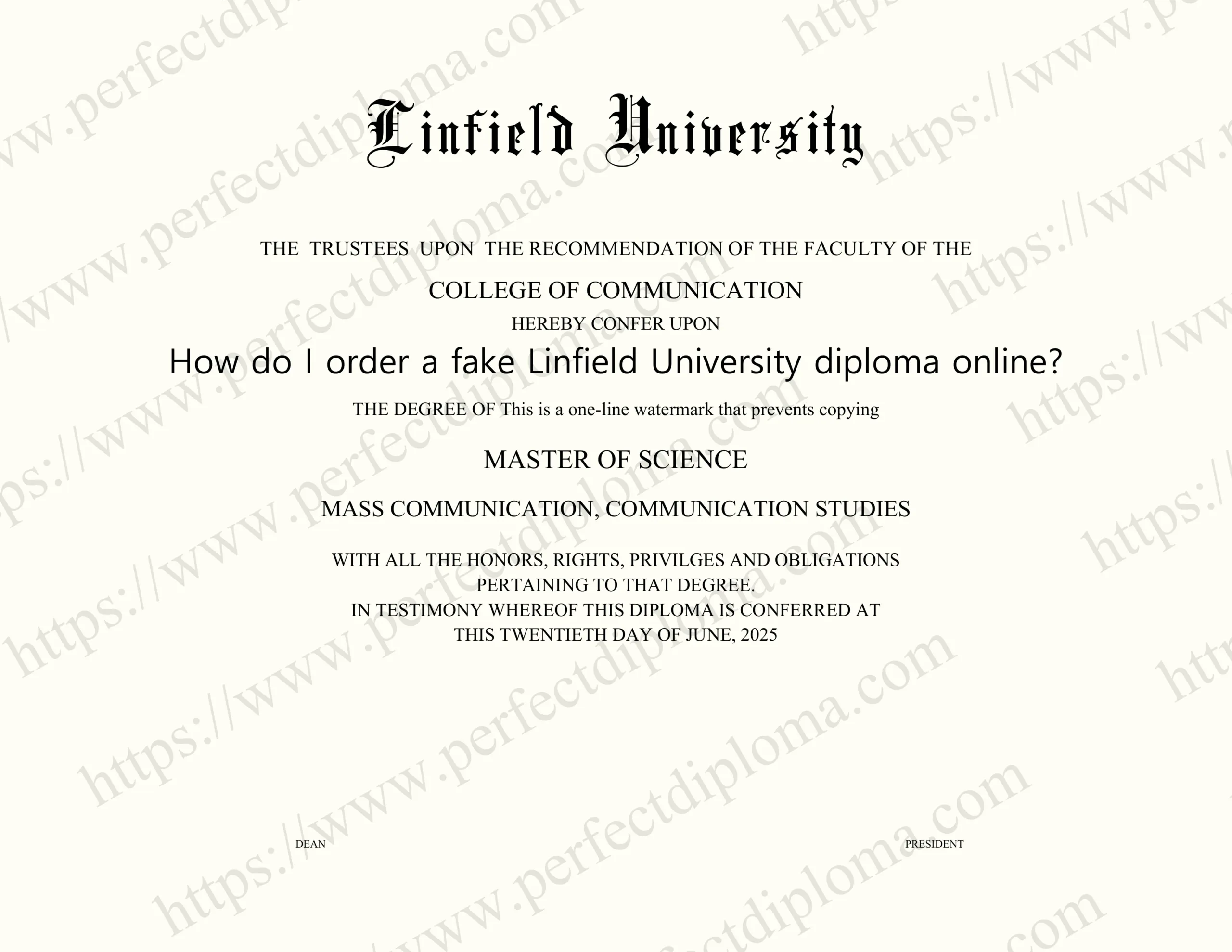 How do I order a fake Linfield University diploma online?