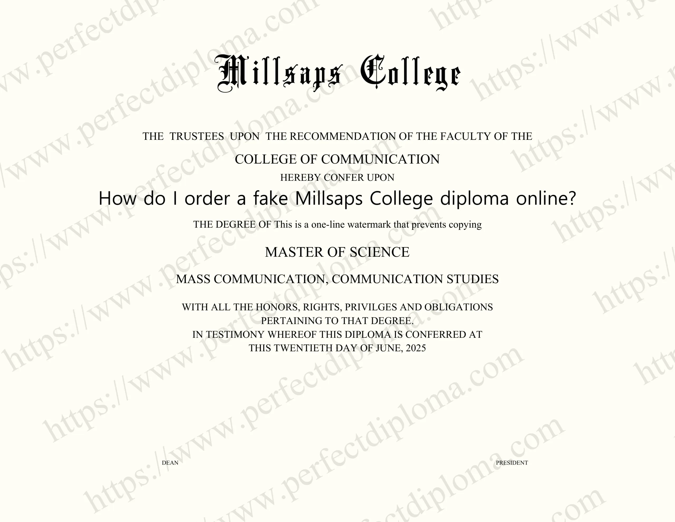 How do I order a fake Millsaps College diploma online?