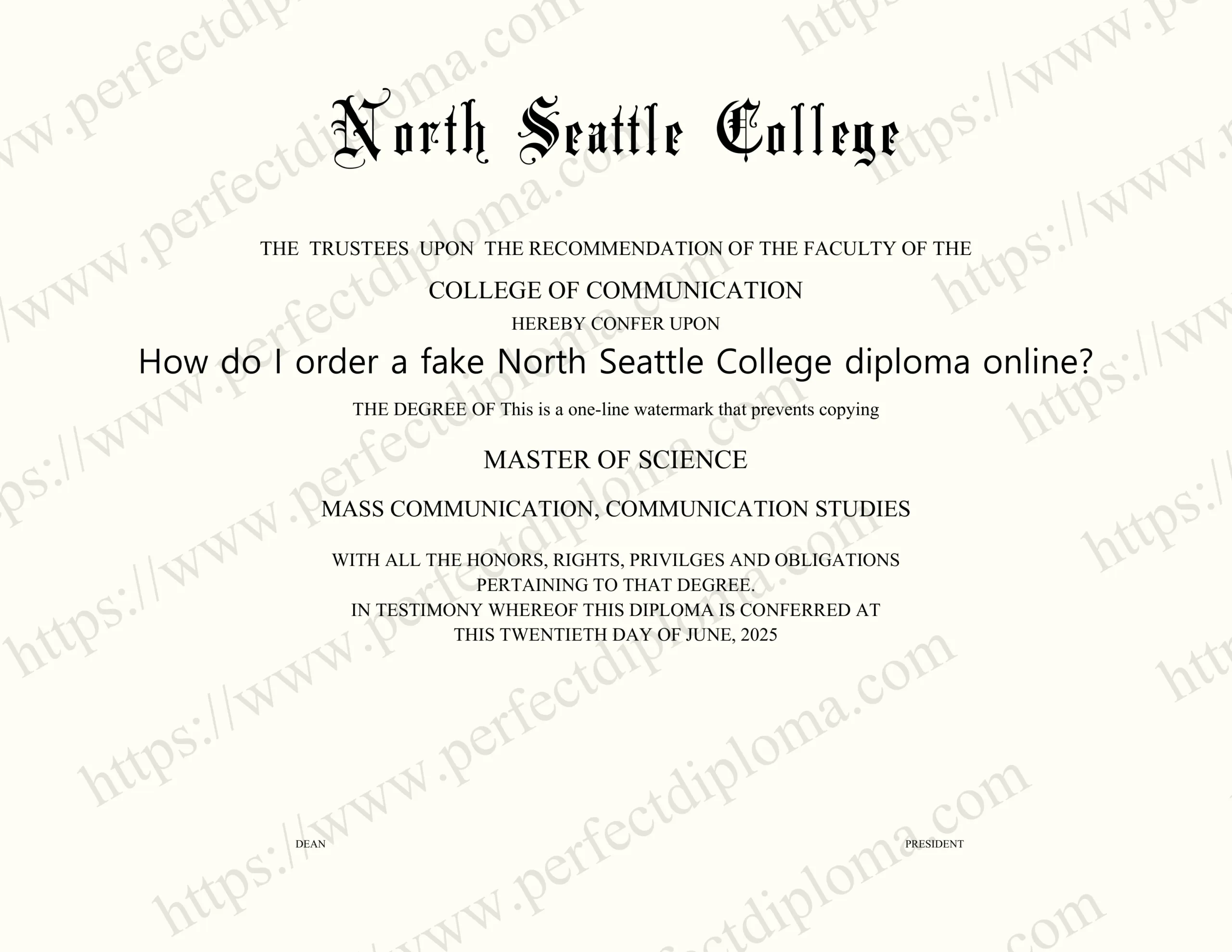 How do I order a fake North Seattle College diploma online?