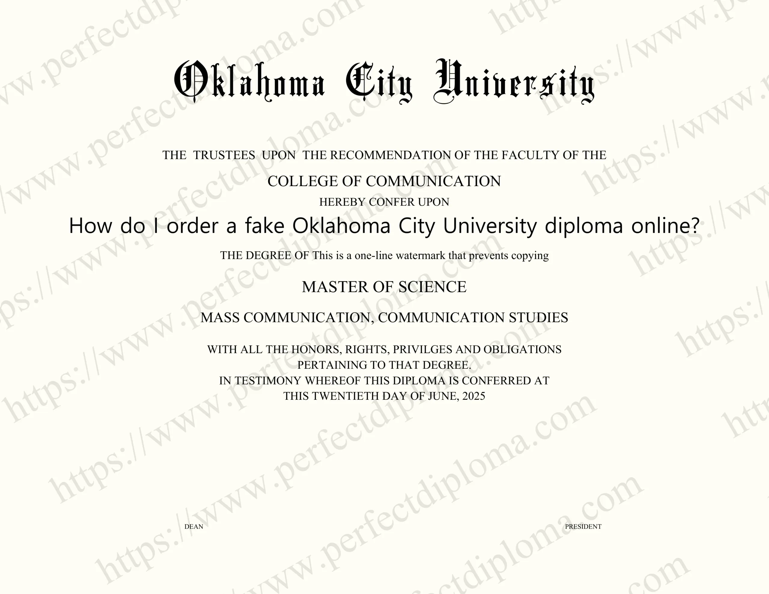 How do I order a fake Oklahoma City University diploma online?