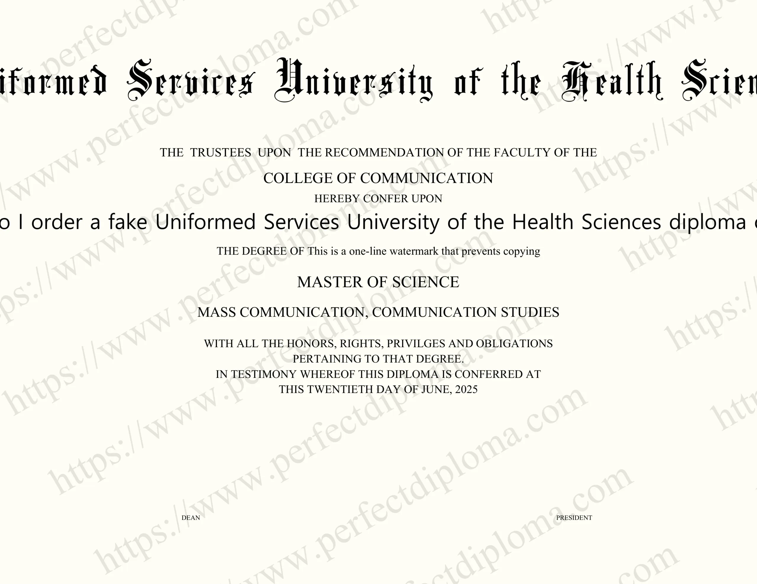 How do I order a fake Uniformed Services University of the Health Sciences diploma online?