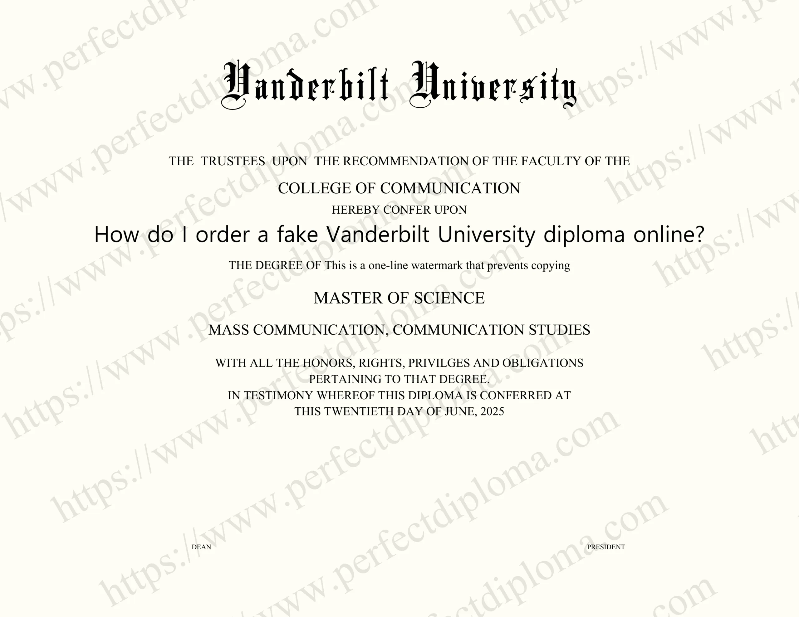 How do I order a fake Vanderbilt University diploma online?