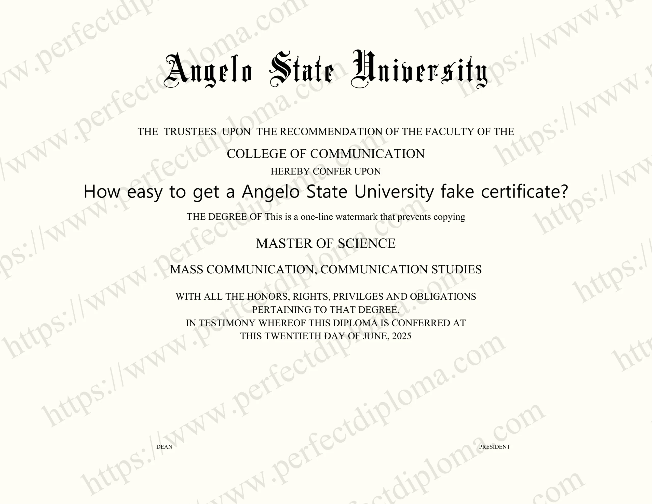 How easy to get a Angelo State University fake certificate?