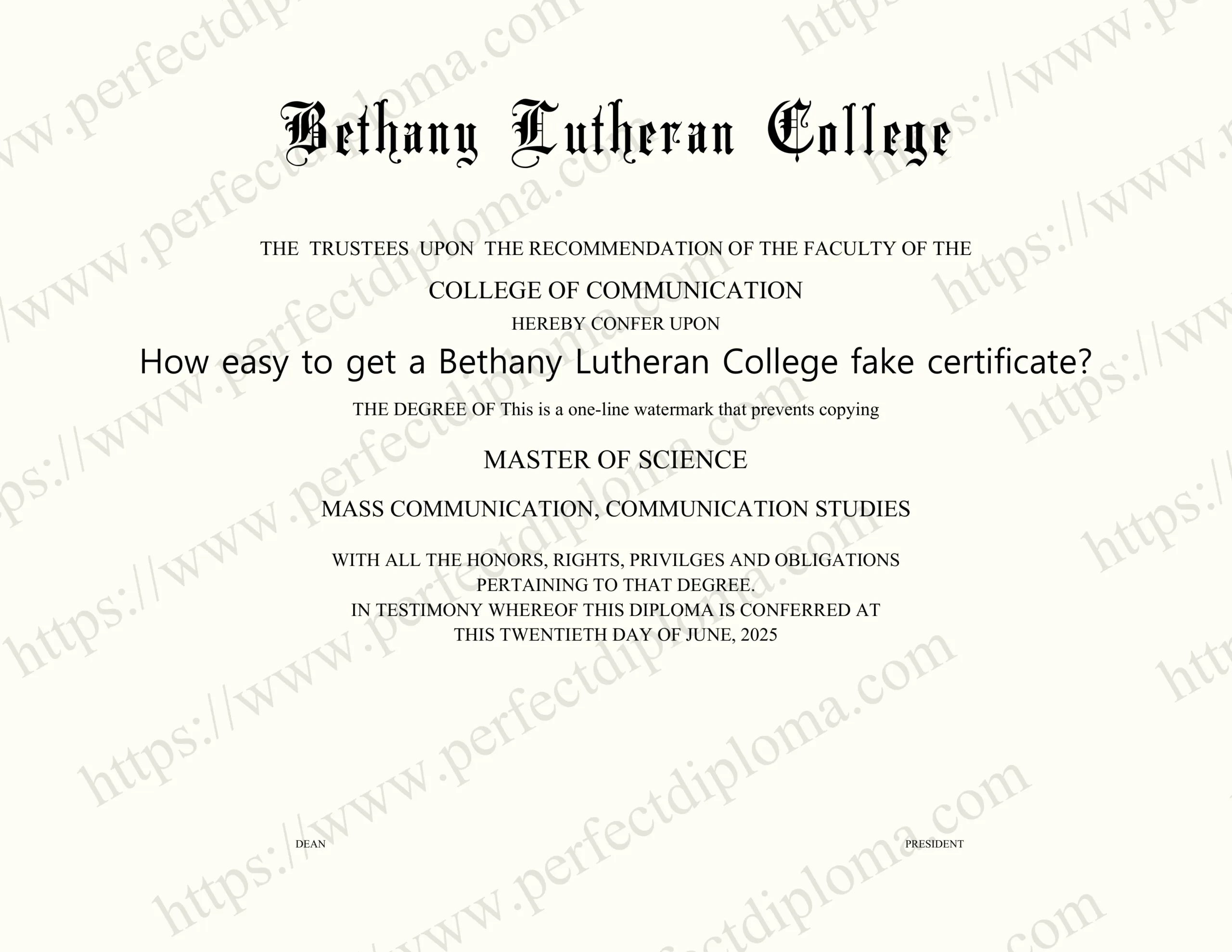 How easy to get a Bethany Lutheran College fake certificate?
