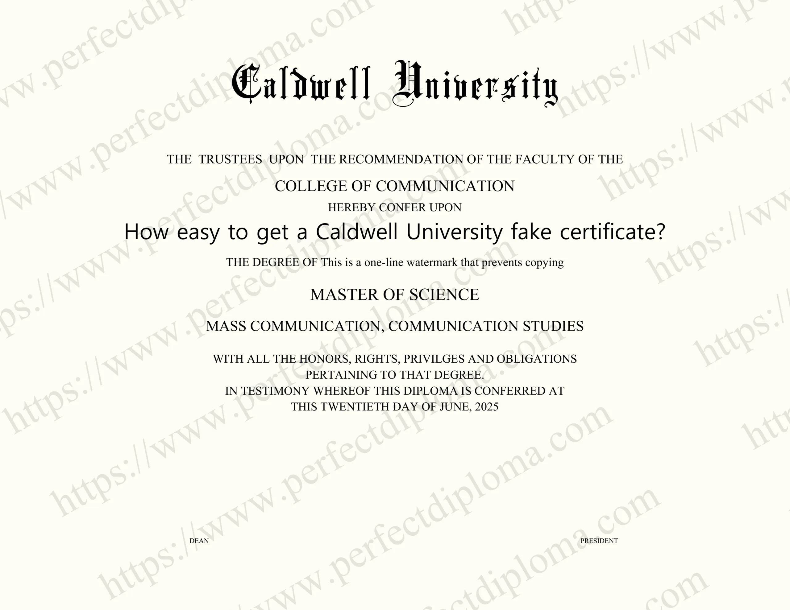 How easy to get a Caldwell University fake certificate?