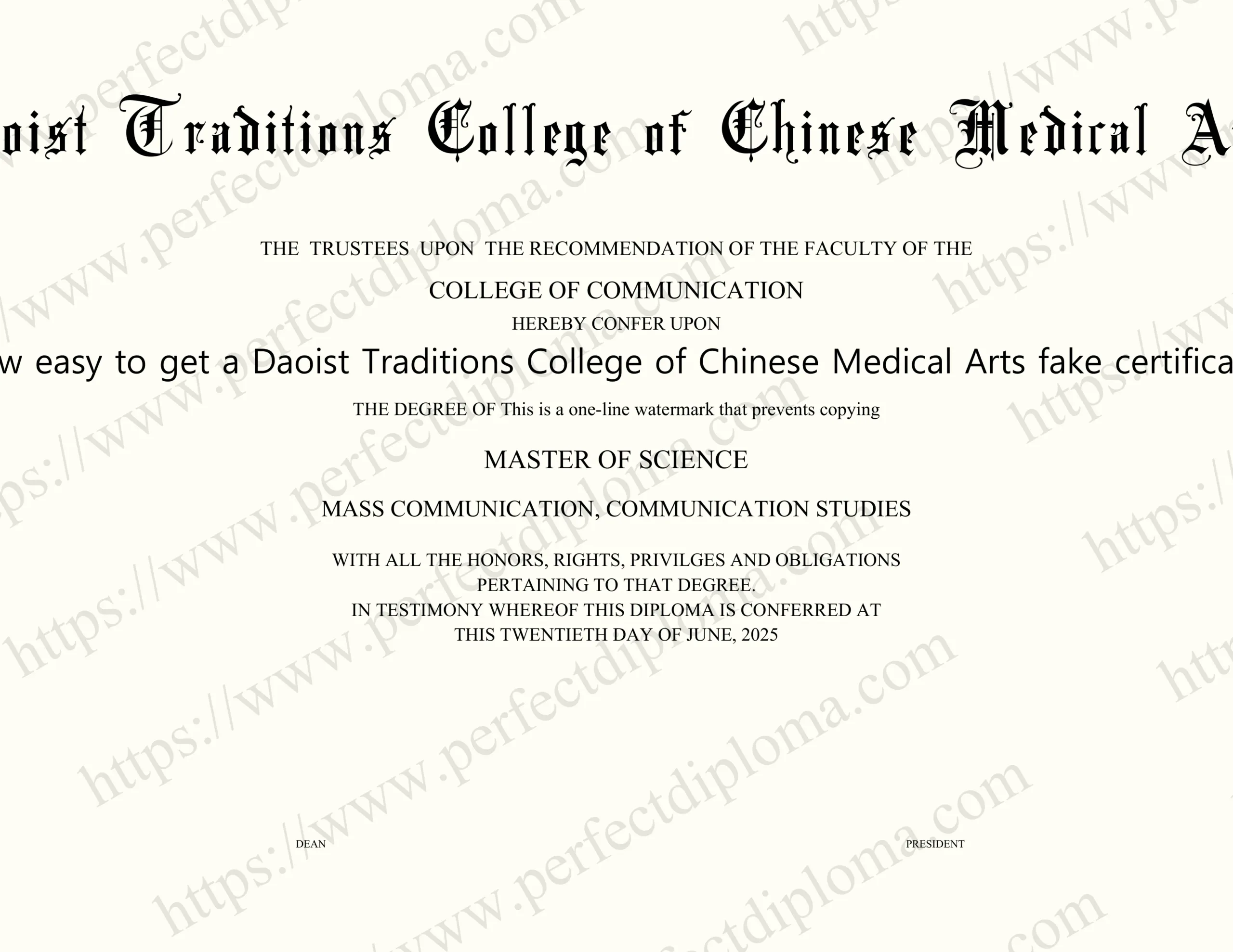 How easy to get a Daoist Traditions College of Chinese Medical Arts fake certificate?