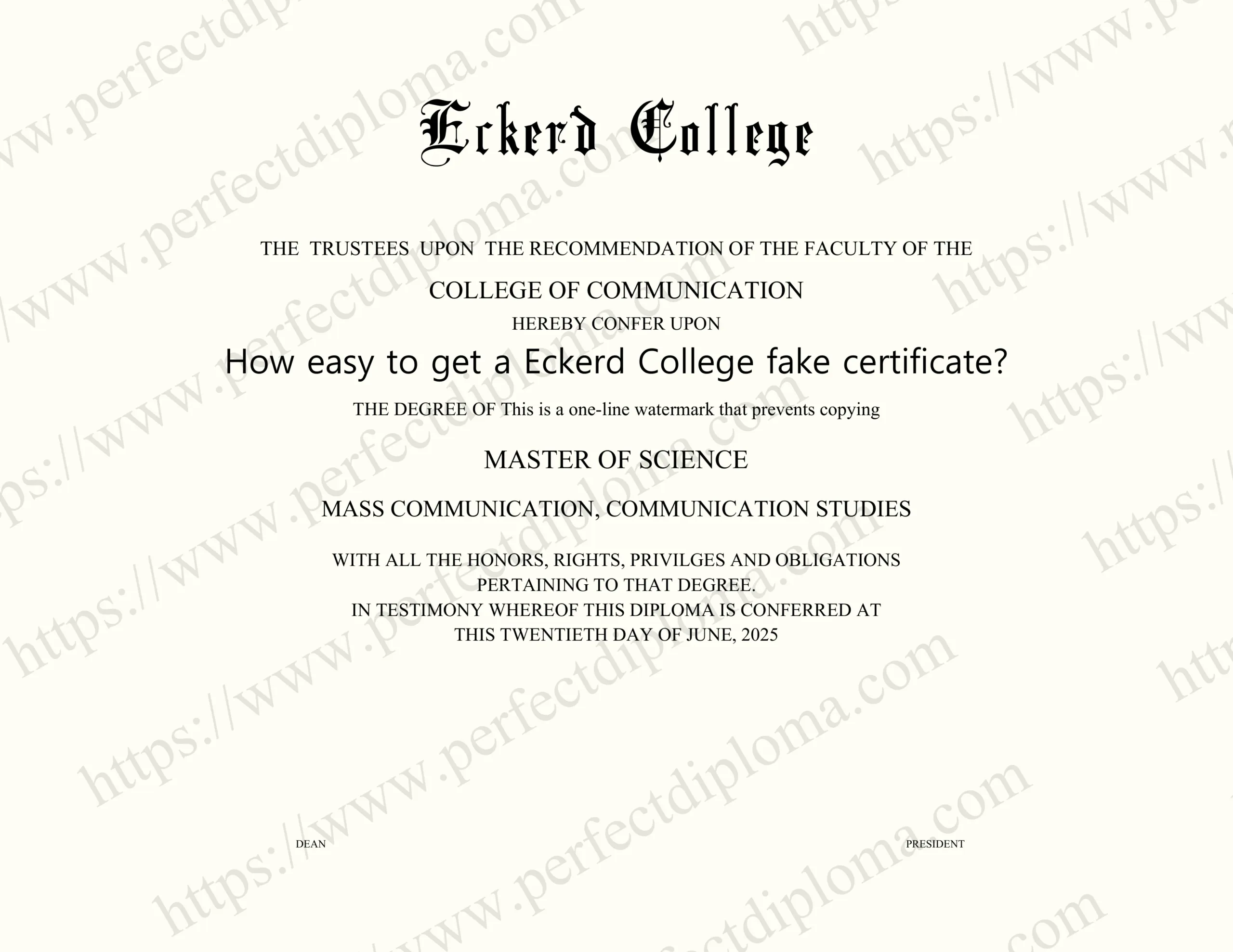 How easy to get a Eckerd College fake certificate?