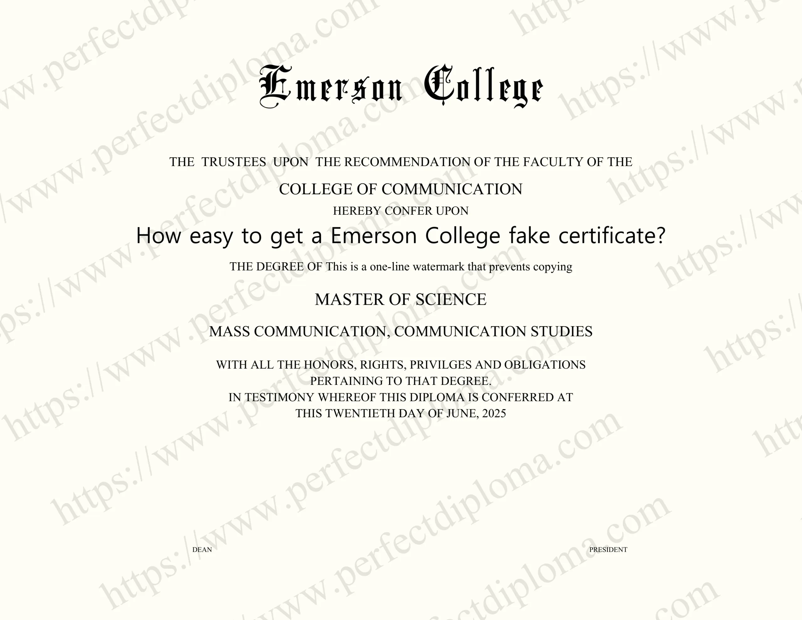How easy to get a Emerson College fake certificate?