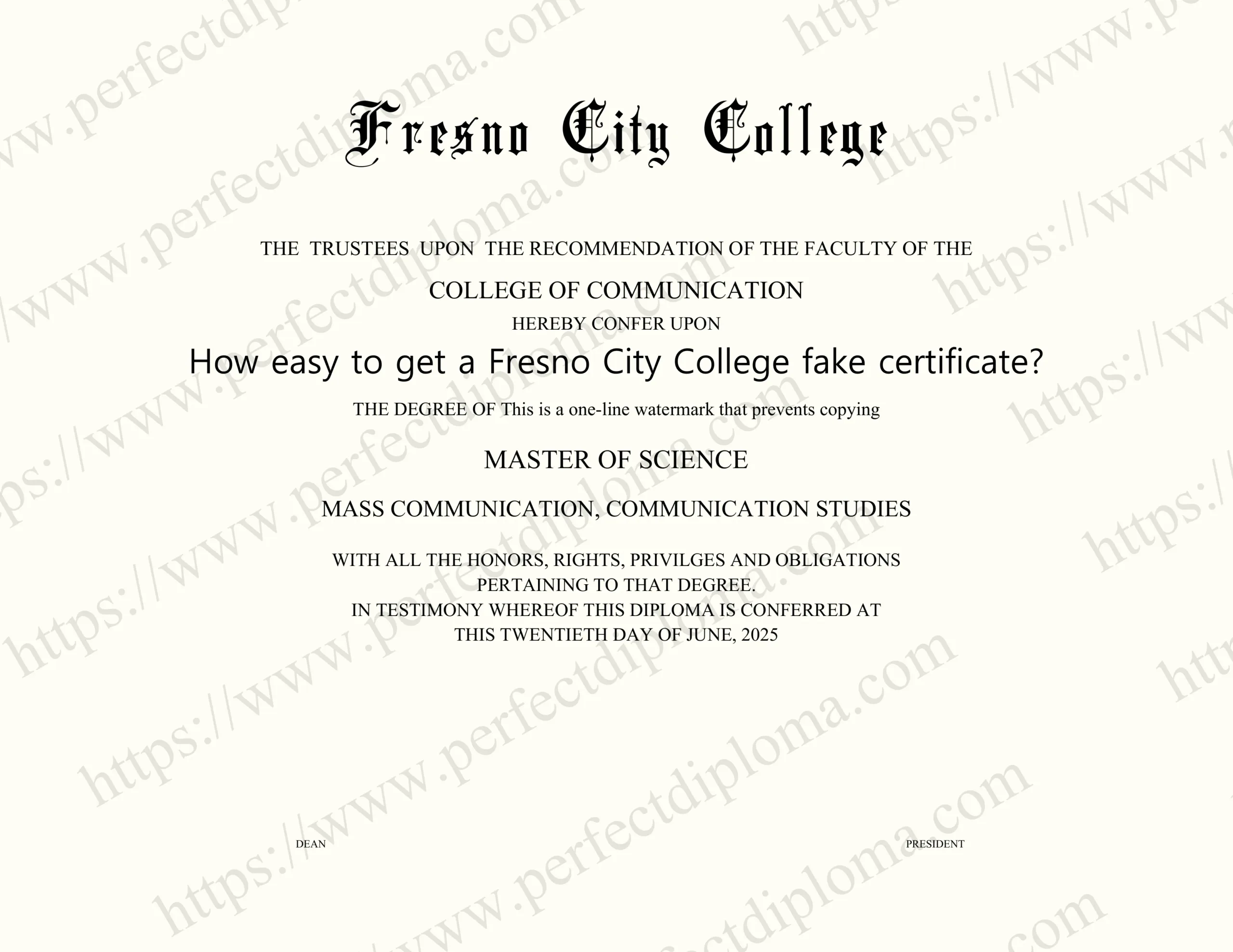 How easy to get a Fresno City College fake certificate?