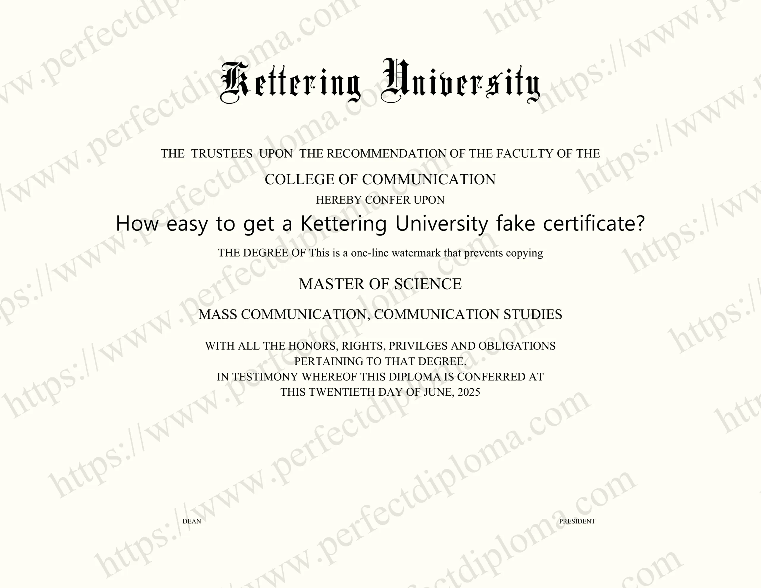 How easy to get a Kettering University fake certificate?