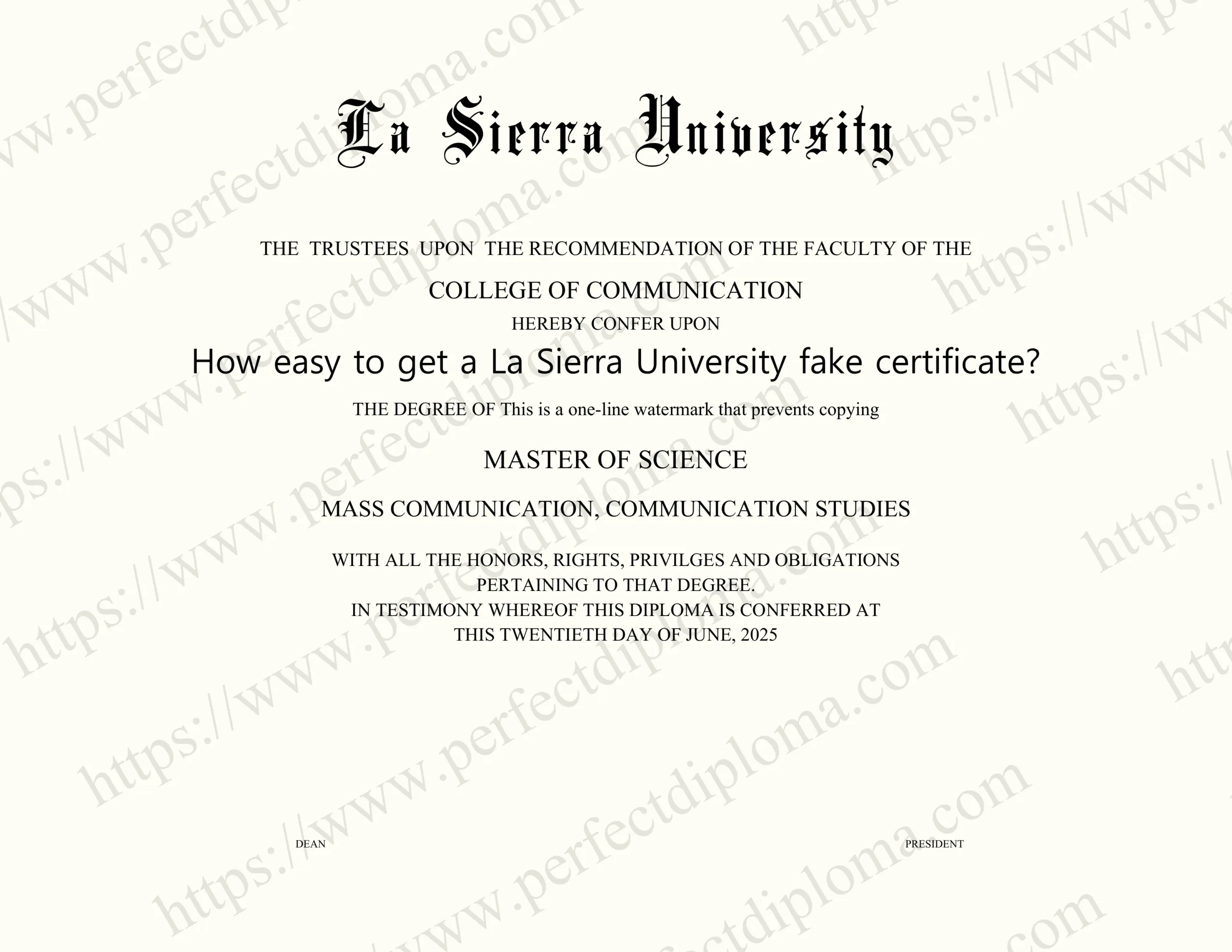 How easy to get a La Sierra University fake certificate?