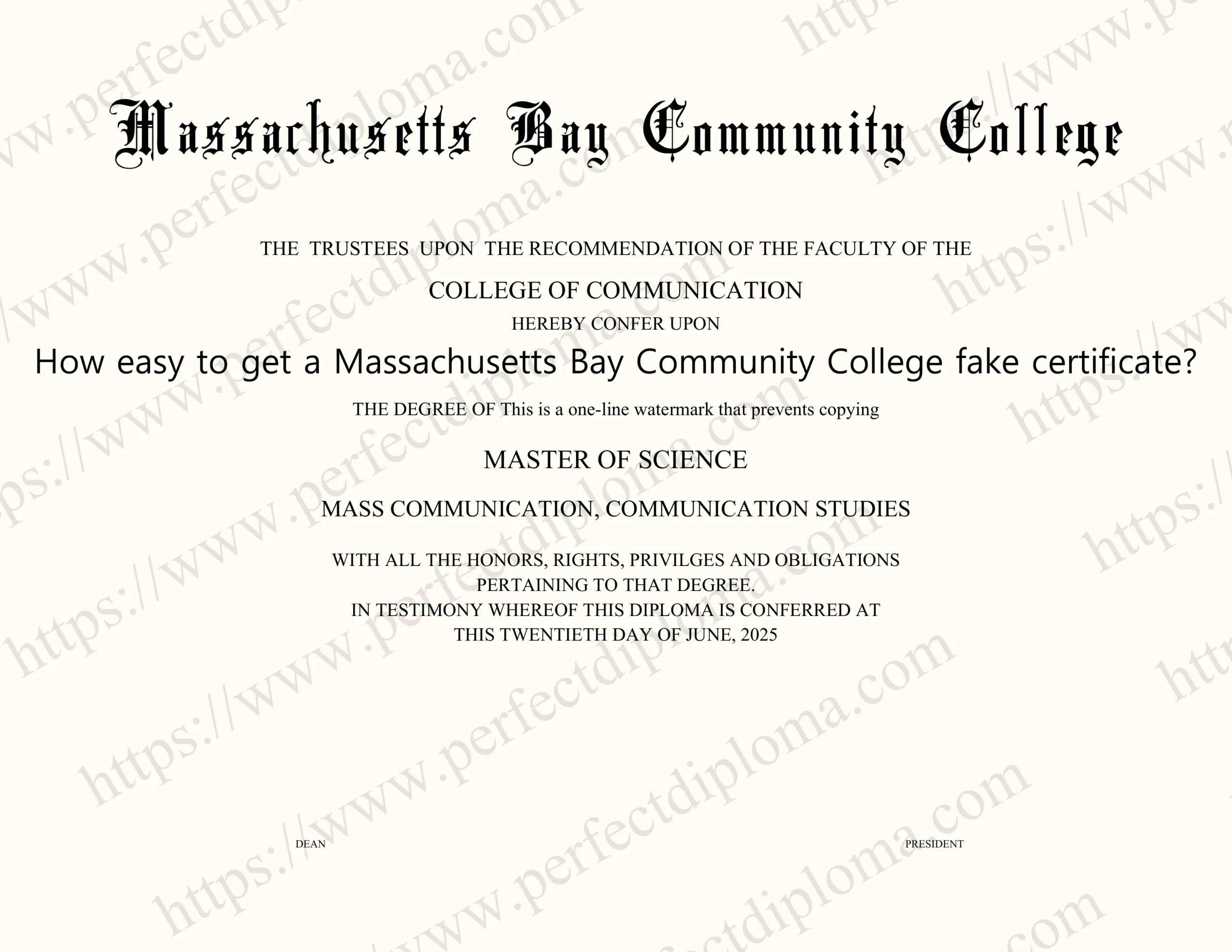 How easy to get a Massachusetts Bay Community College fake certificate?