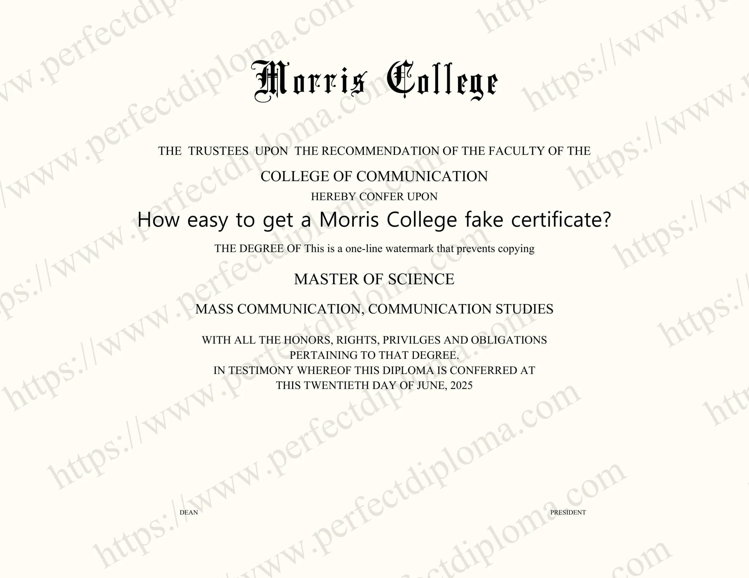 How easy to get a Morris College fake certificate?