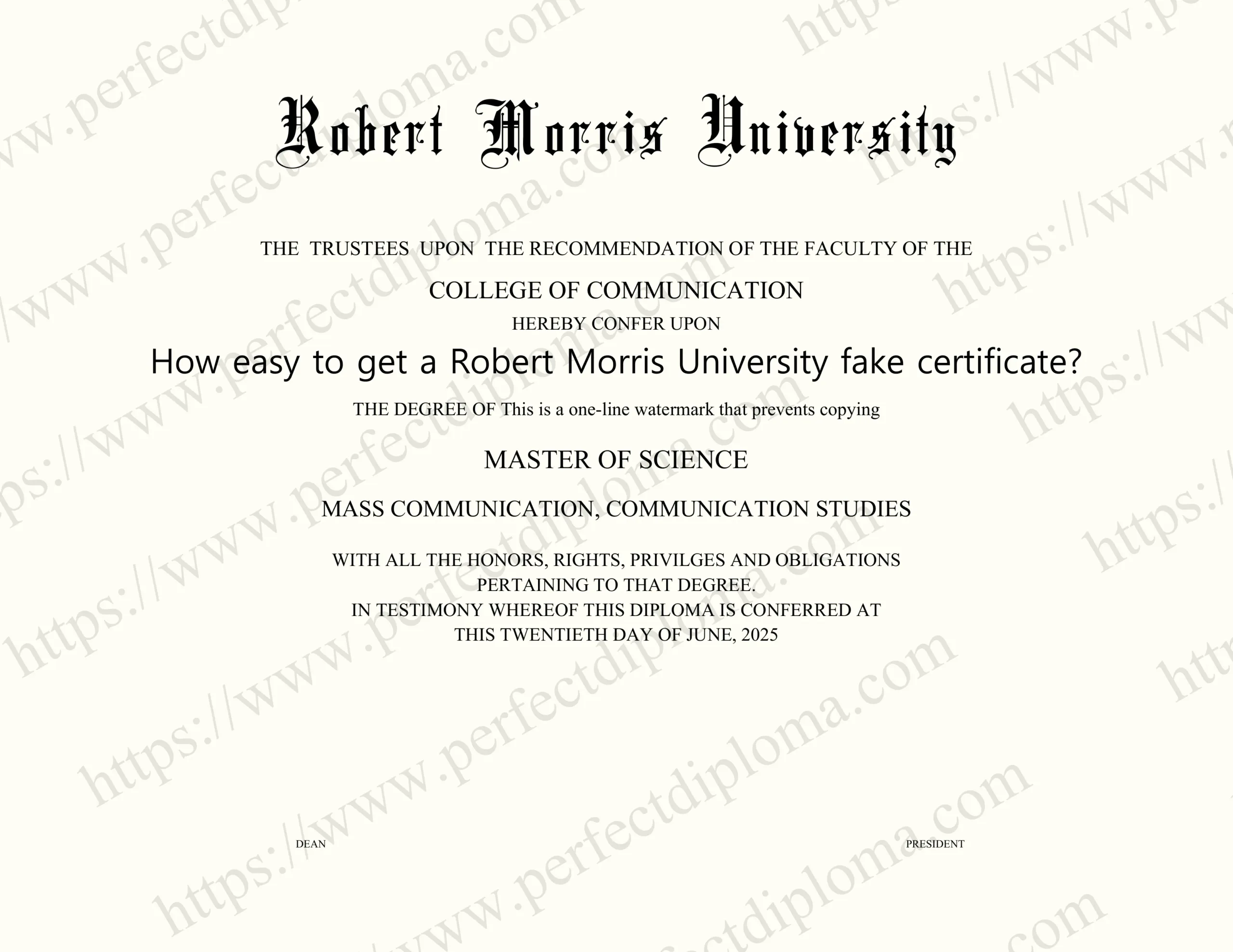How easy to get a Robert Morris University fake certificate?